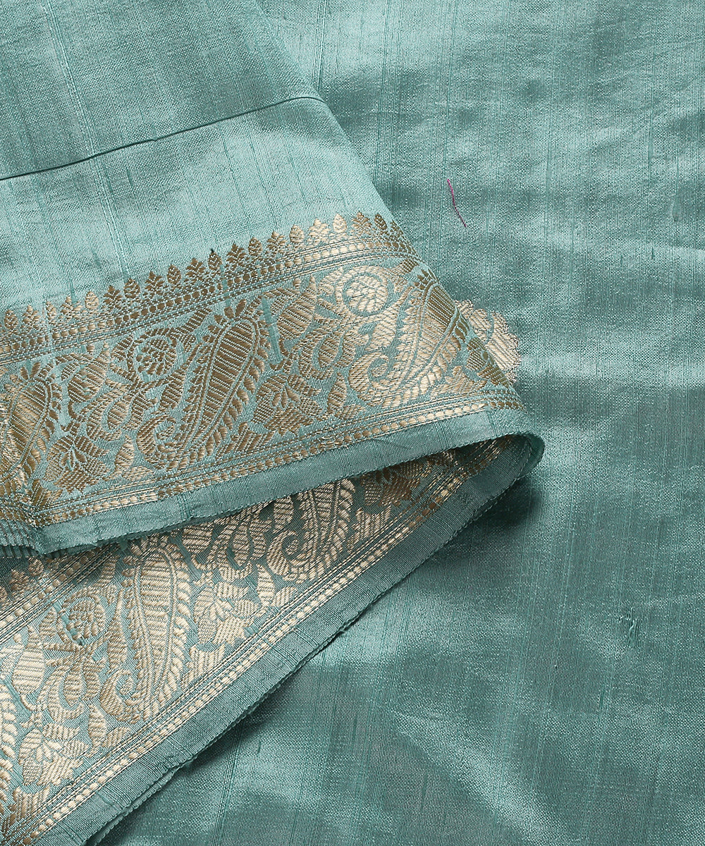 Handloom_Green_Raw_Silk_Banarasi_Dupatta_with_Bootidar_Design_WeaverStory_04