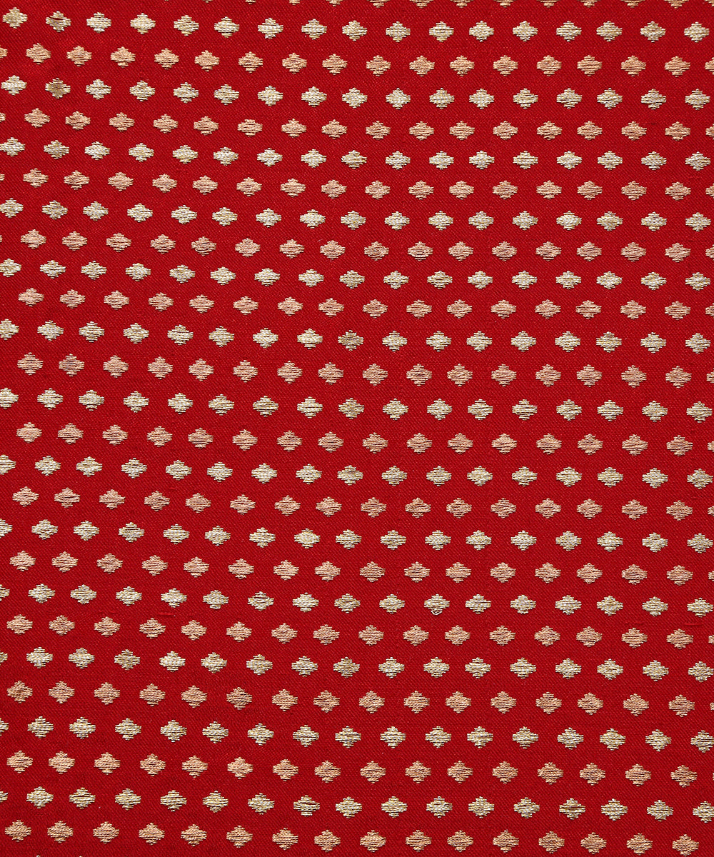 Red_Pure_Satin_Banarasi_Handloom_Fabric_with_Zari_Booti_WeaverStory_04