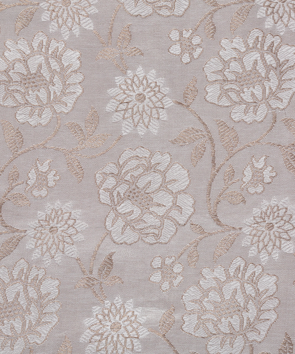 Milky_White_Pure_Satin_Banarasi_Handloom_Fabric_with_Floral_Weave_and_Zari_Meenakari_WeaverStory_03