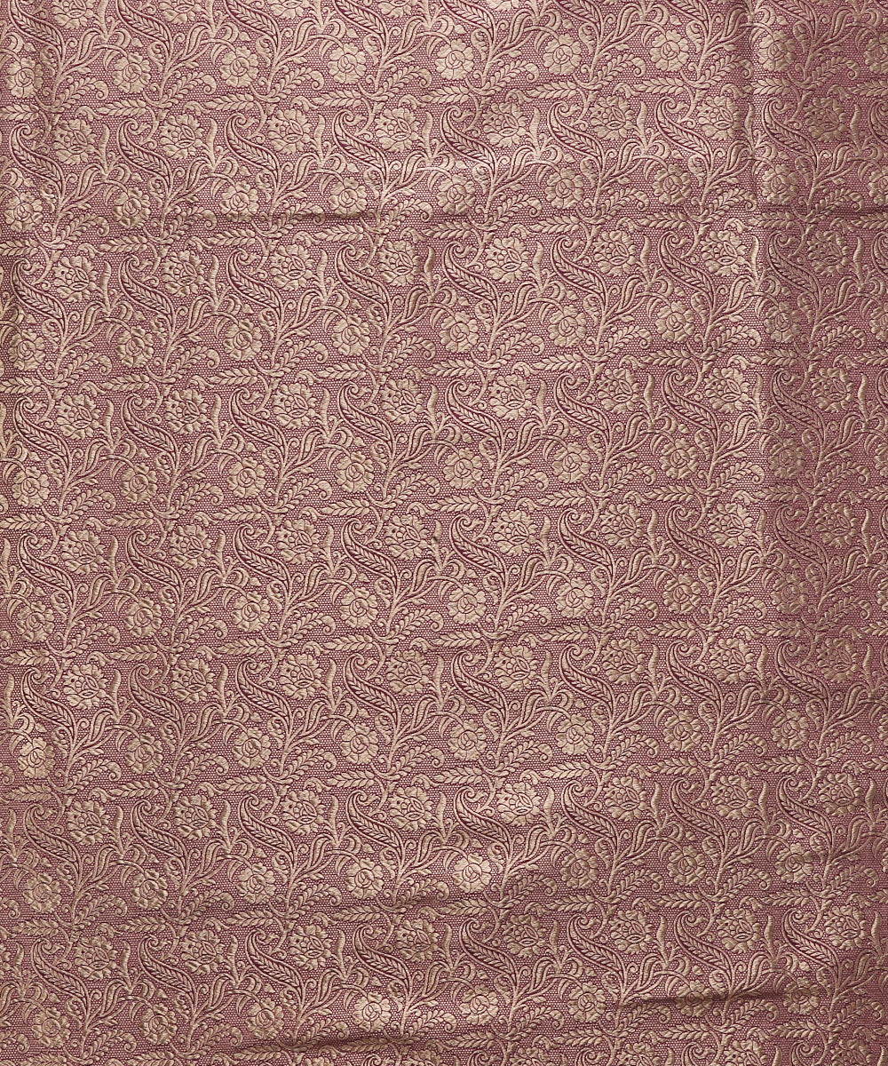 Wine_Pure_Katan_Silk_Banarasi_Handloom_Fabric_with_Floral_Jaal_WeaverStory_04