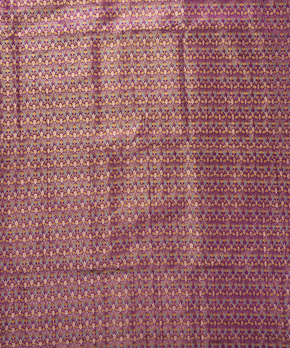 Purple_Pure_Satin_Silk_Banarasi_Jamawar_Handloom_Fabric_with_Birds_WeaverStory_04
