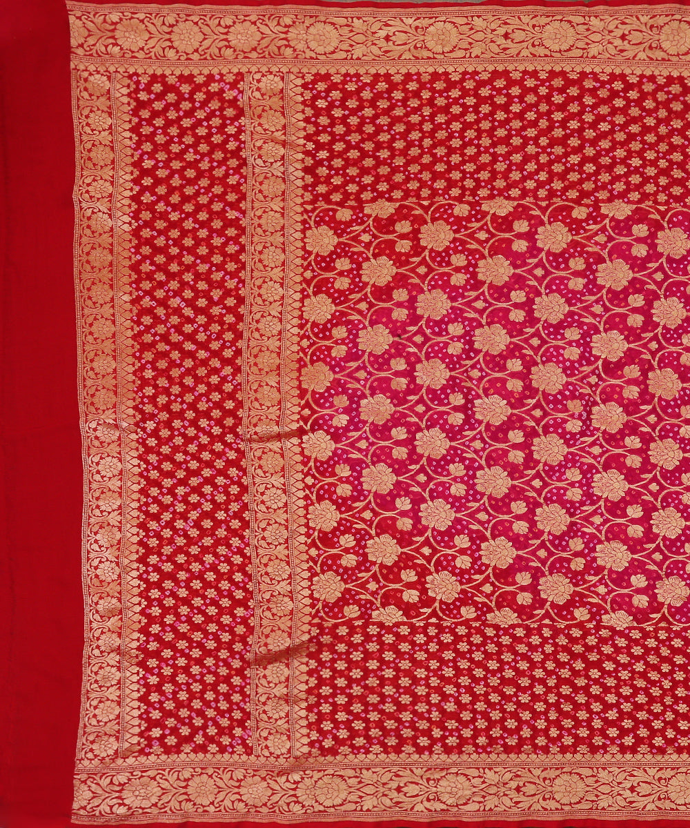 Red_and_Pink_Handloom_Georgette_Banarasi_Bandhej_Dupatta_WeaverStory_02
