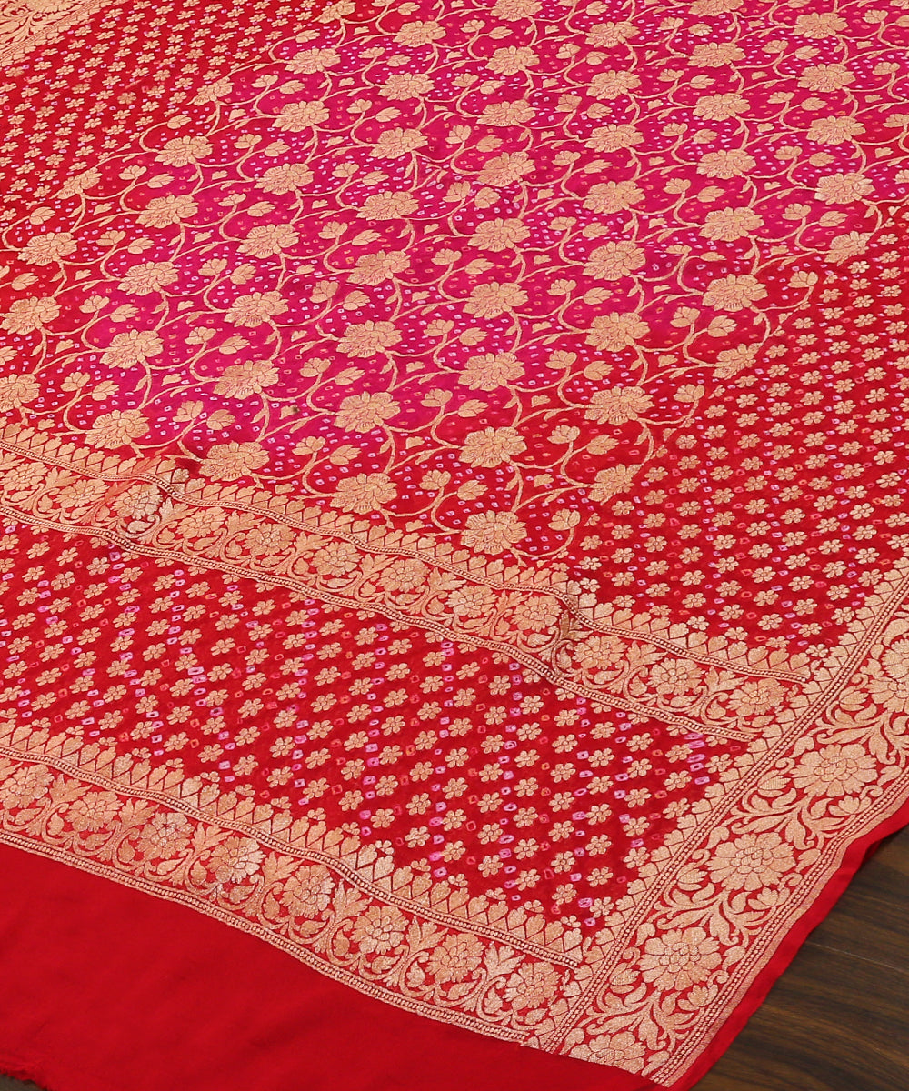 Red_and_Pink_Handloom_Georgette_Banarasi_Bandhej_Dupatta_WeaverStory_03