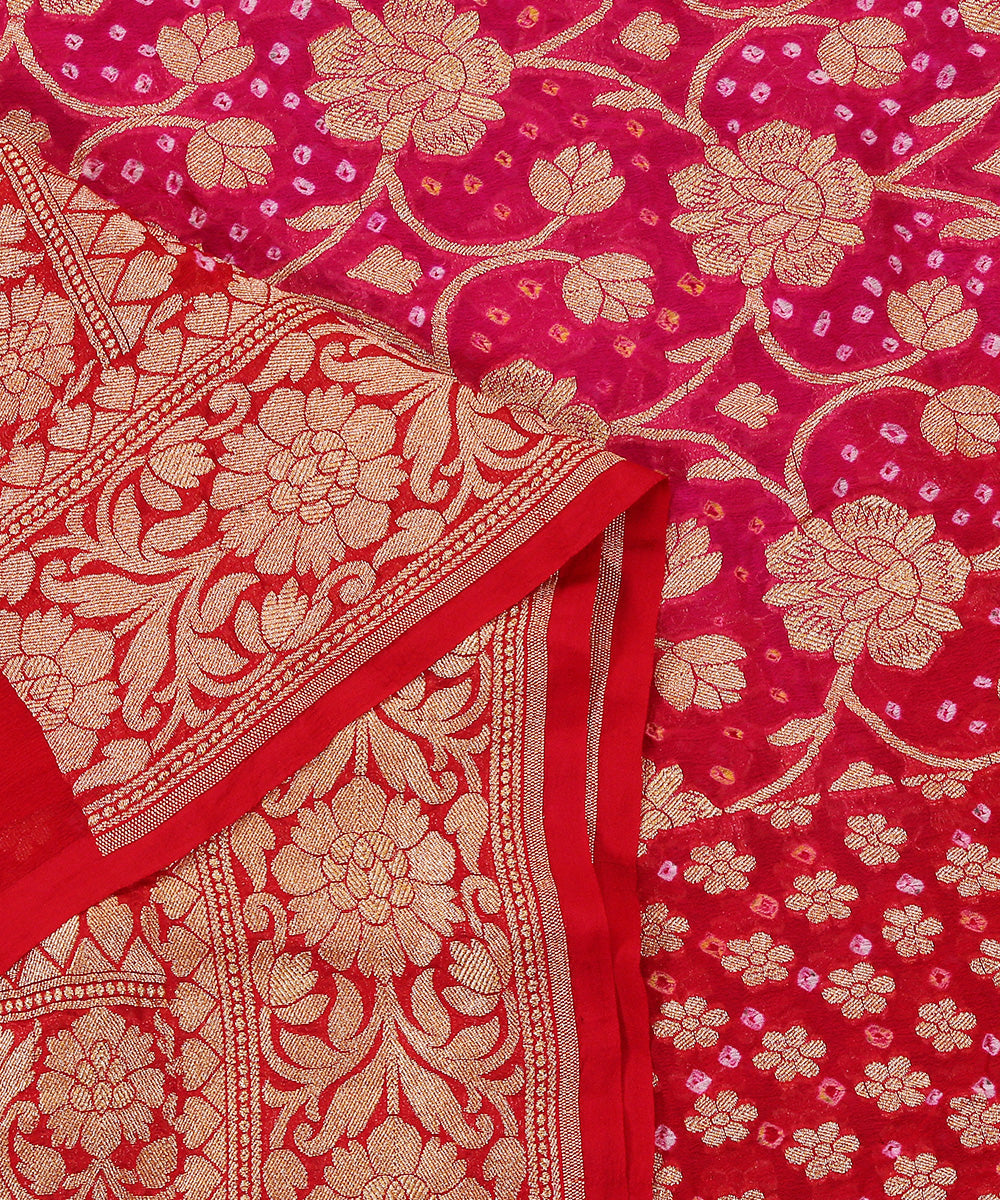 Red_and_Pink_Handloom_Georgette_Banarasi_Bandhej_Dupatta_WeaverStory_04