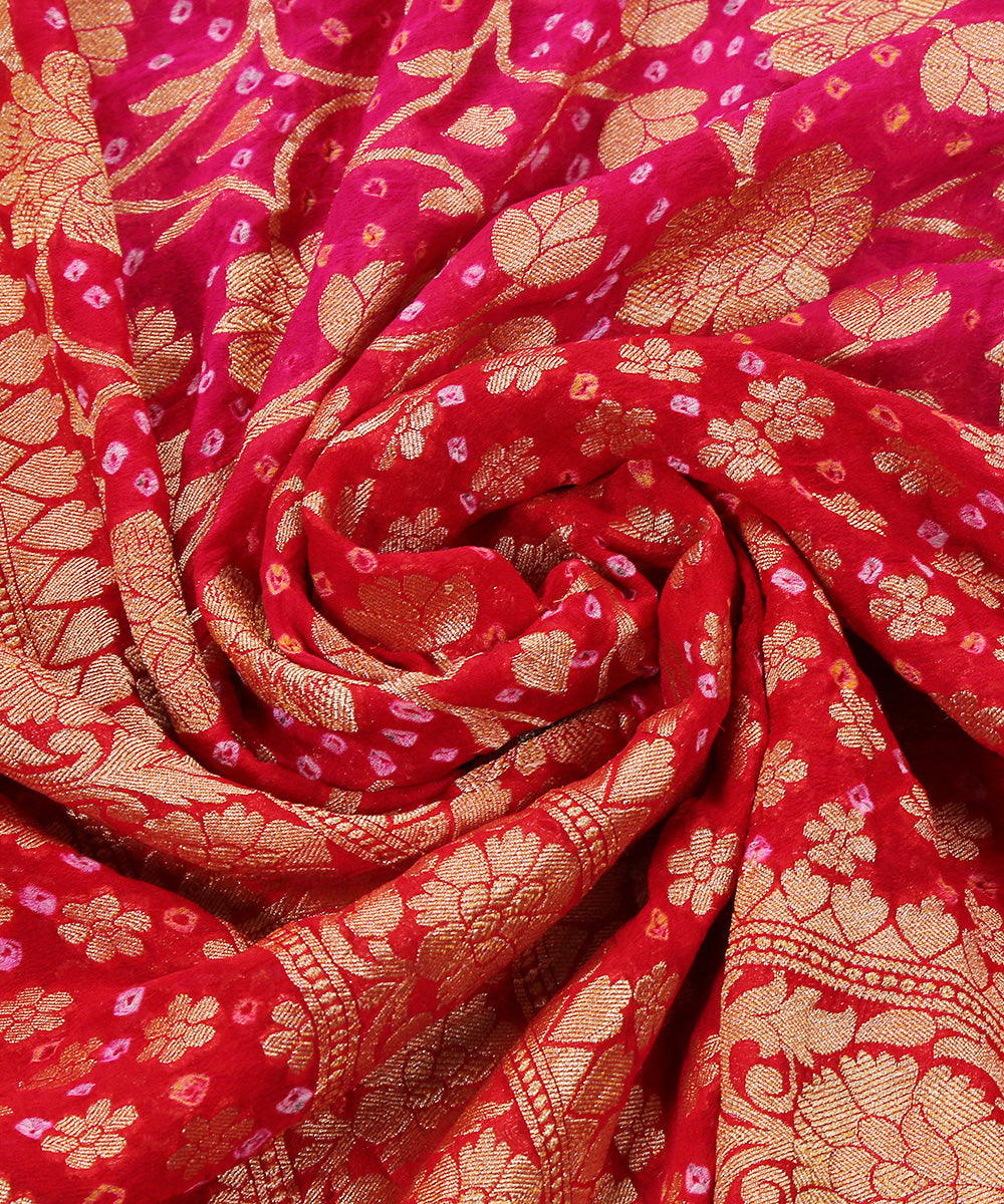 Red_and_Pink_Handloom_Georgette_Banarasi_Bandhej_Dupatta_WeaverStory_05