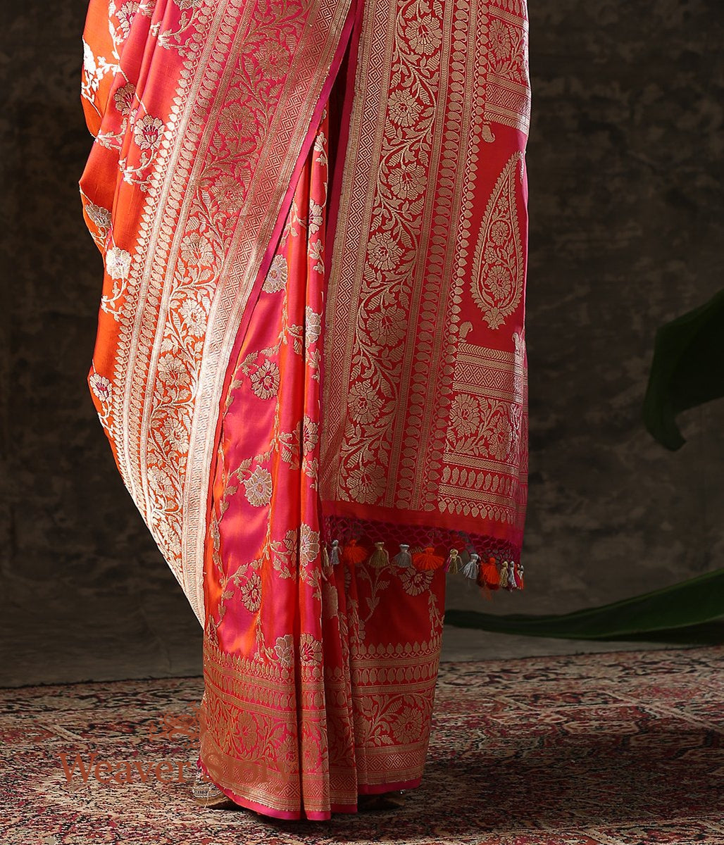 Handwoven_Pink_and_Orange_Dual_Tone_Banarasi_Jangla_with_Meenakari_WeaverStory_04
