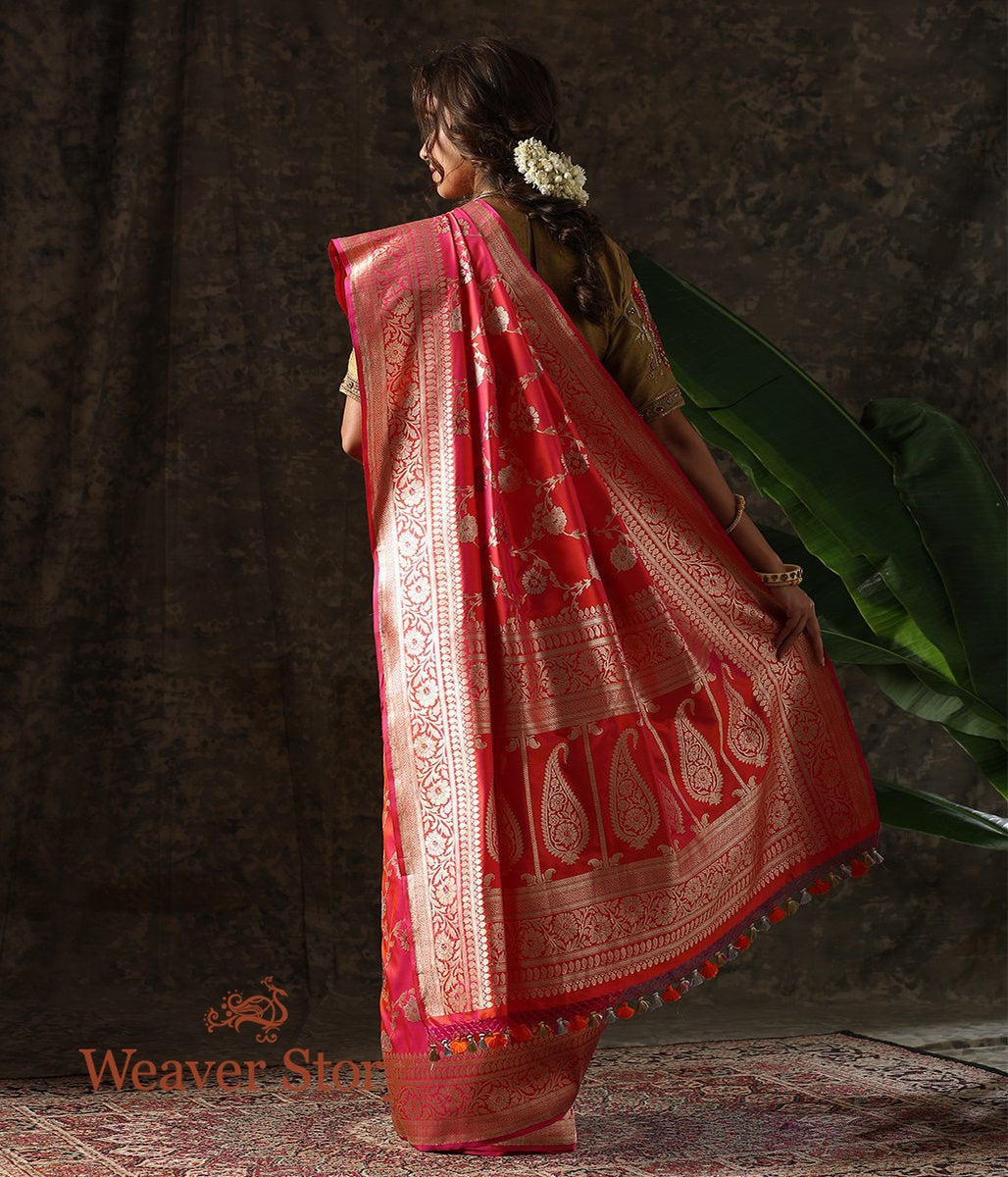 Handwoven_Pink_and_Orange_Dual_Tone_Banarasi_Jangla_with_Meenakari_WeaverStory_03