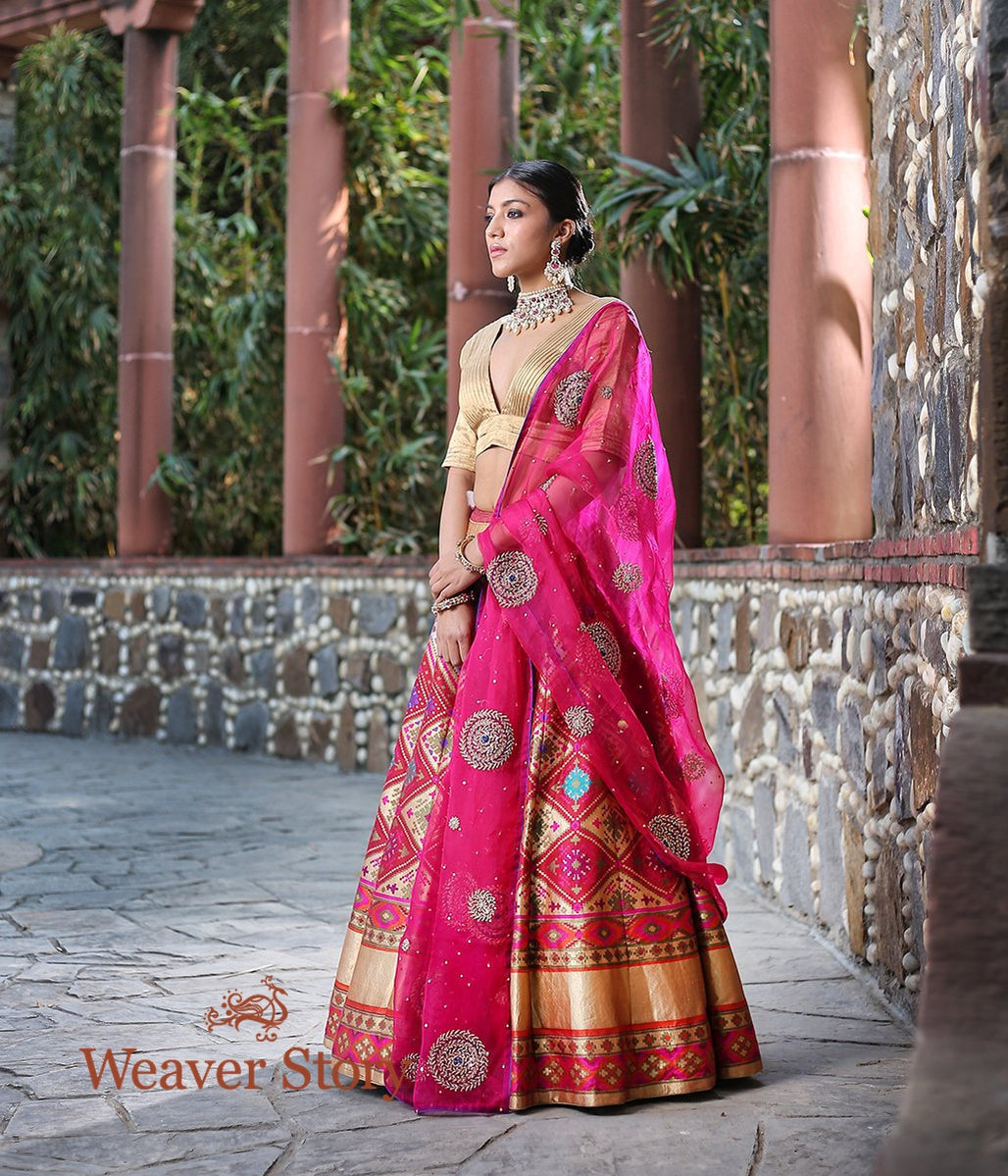Handwoven_Banarasi_Lehenga_in_Maroon_with_Patola_Inspired_Weave_WeaverStory_03