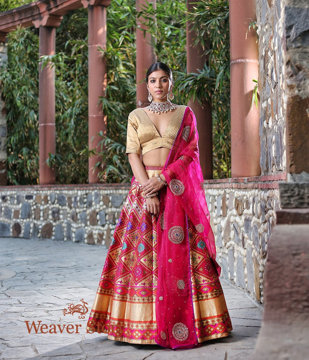 Handwoven_Banarasi_Lehenga_in_Maroon_with_Patola_Inspired_Weave_WeaverStory_01
