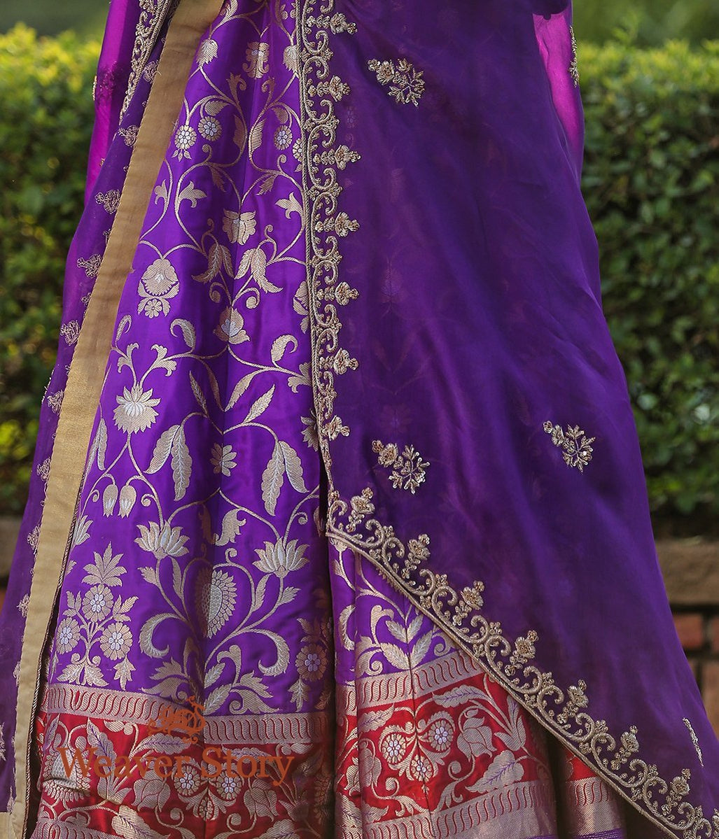 Handwoven_Purple_Banarasi_Lehenga_with_Red_Border_WeaverStory_05