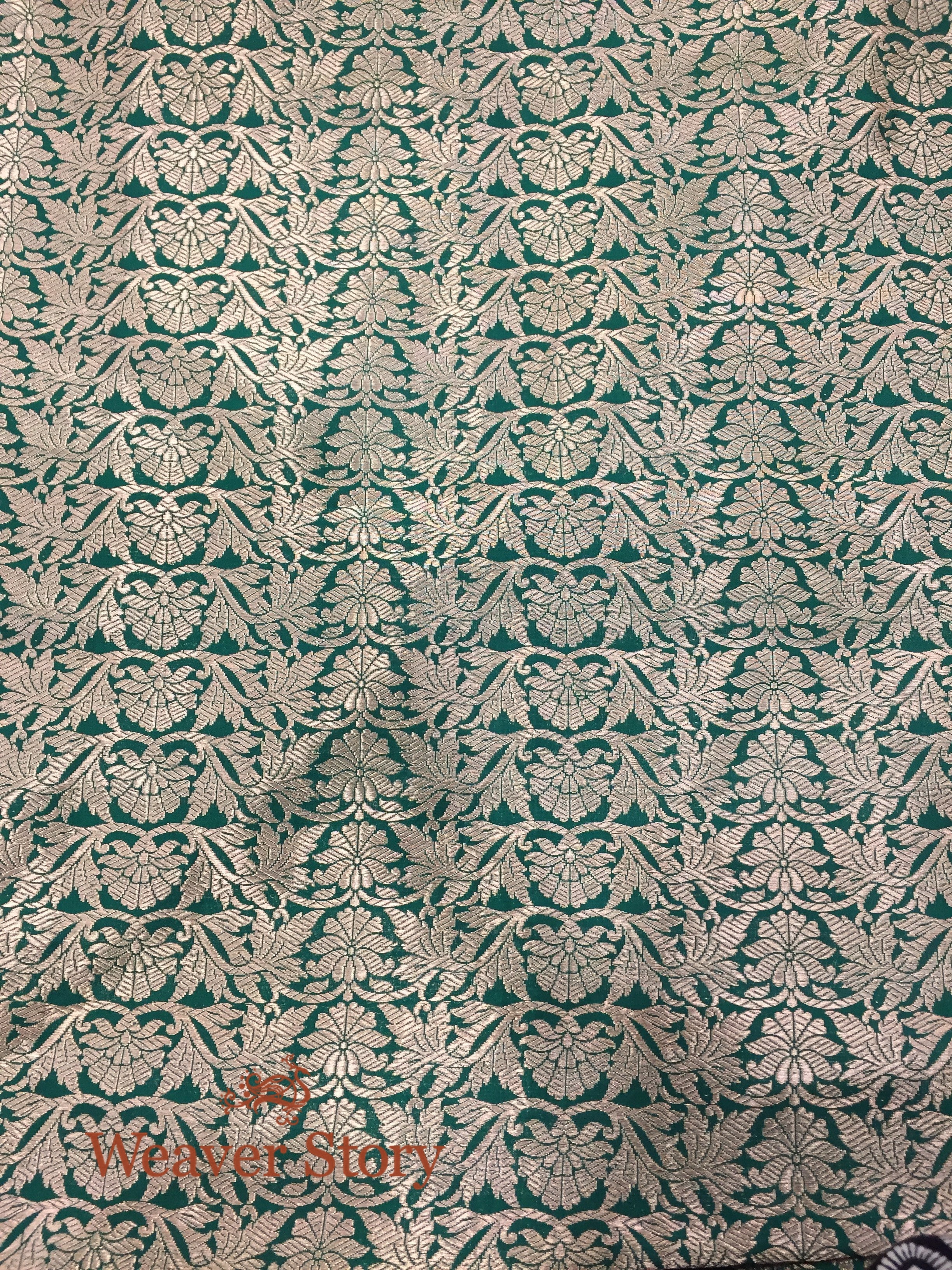 Handwoven_Emerald_Green_Banarasi_Lehenga_with_Red_Meenakari_WeaverStory_05
