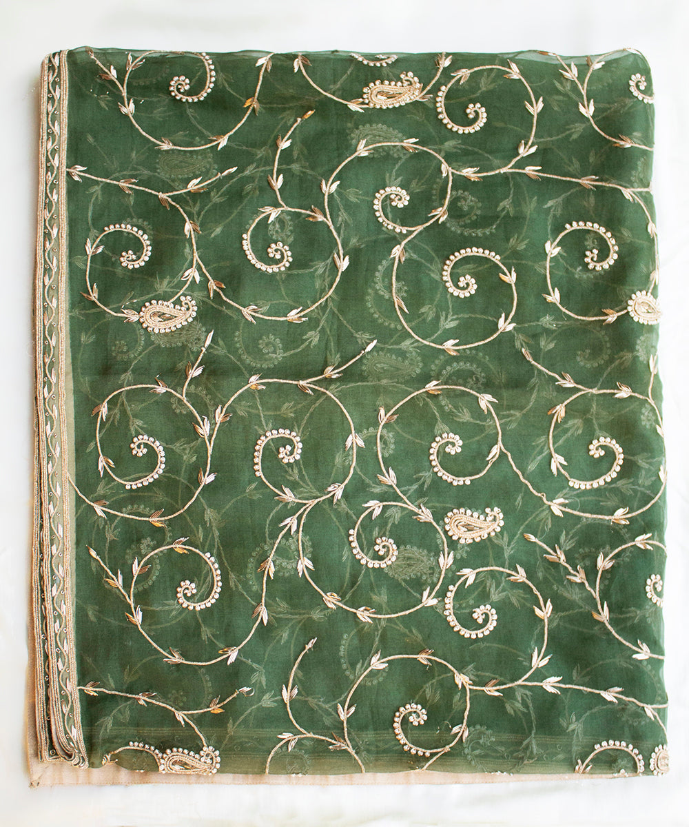Handloom_Green_Organza_Dupatta_with_Zardozi_Work_WeaverStory_05