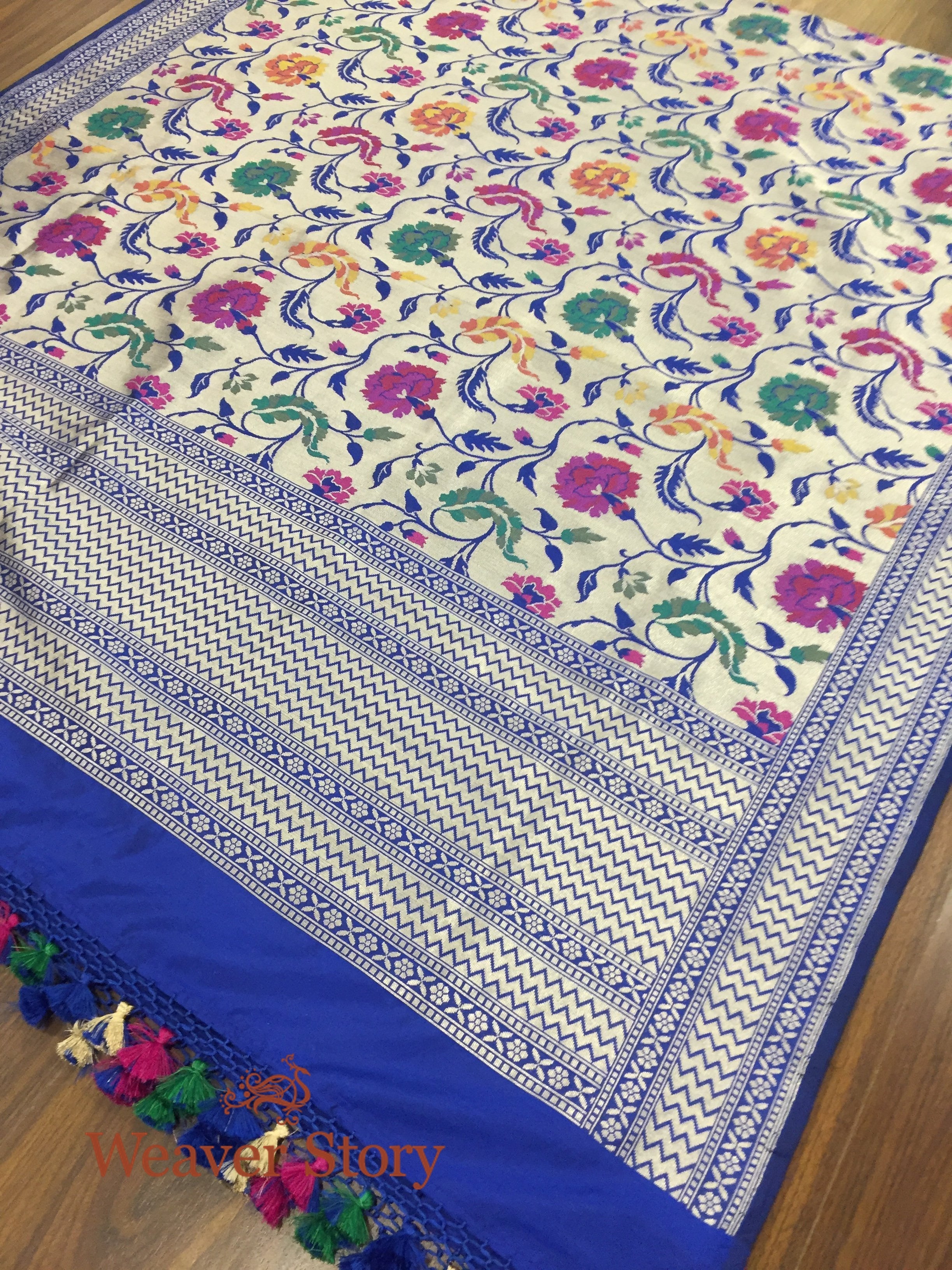 Handloom_Blue_Banarasi_Jangla_Dupatta_with_Antique_Zari_Base_and_Cutwork_with_Meenakari_WeaverStory_03