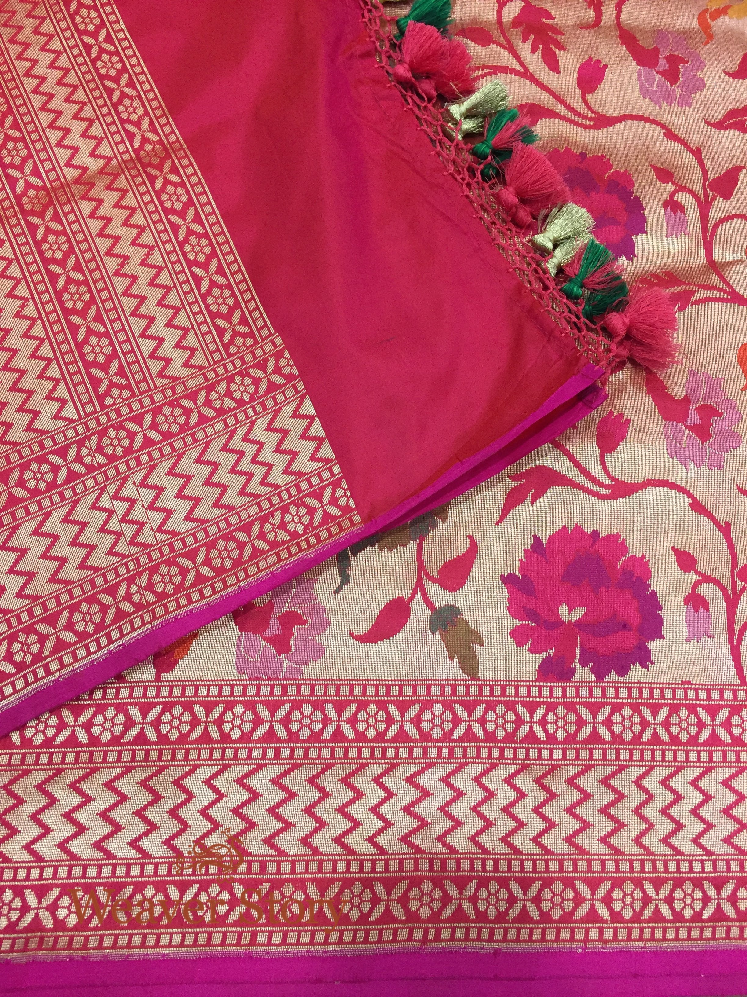 Handloom_Pink_Katan_Silk_Banarasi_Jangla_Dupatta_with_Antique_Zari_Base_WeaverStory_02