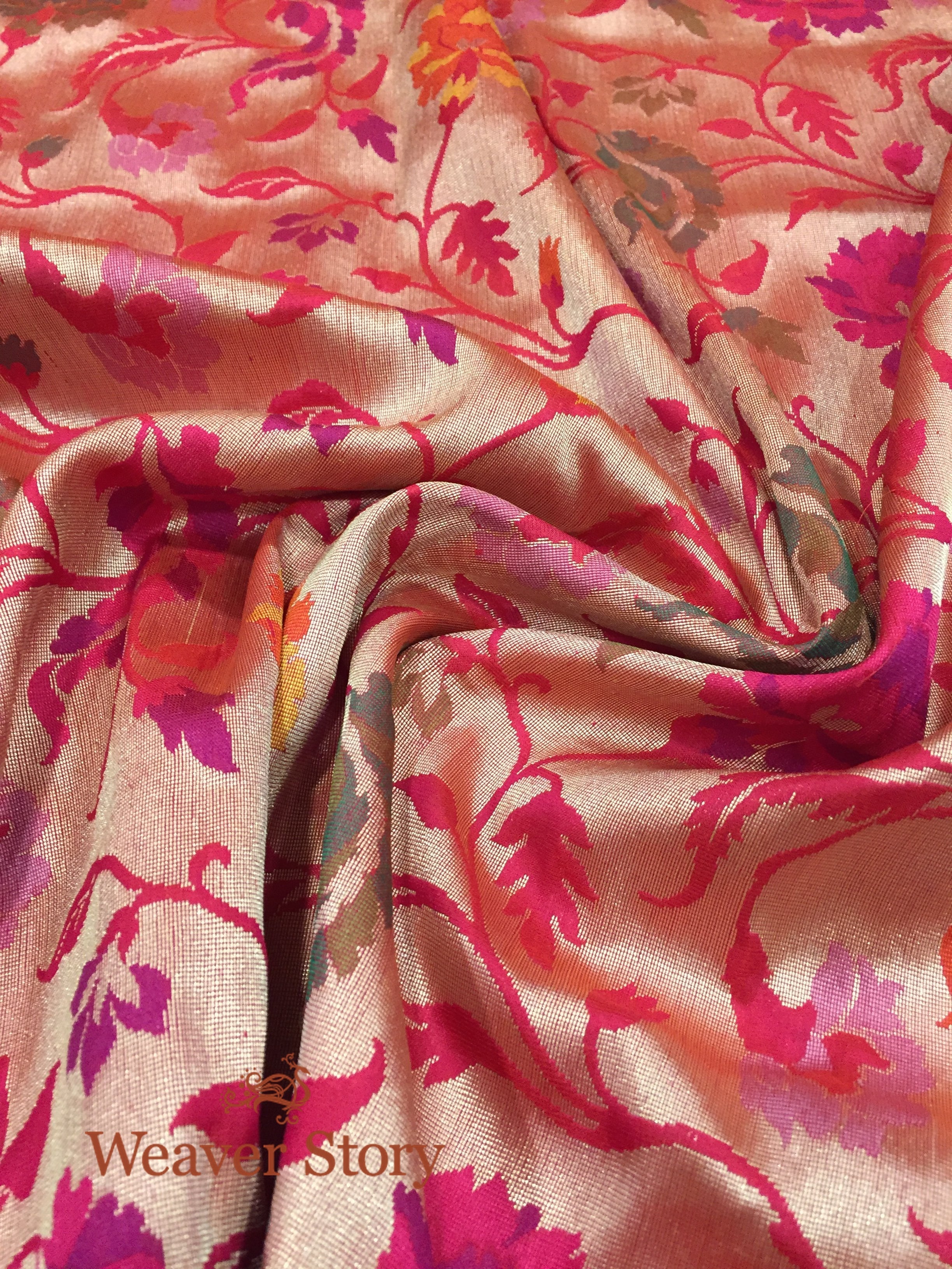 Handloom_Pink_Katan_Silk_Banarasi_Jangla_Dupatta_with_Antique_Zari_Base_WeaverStory_05