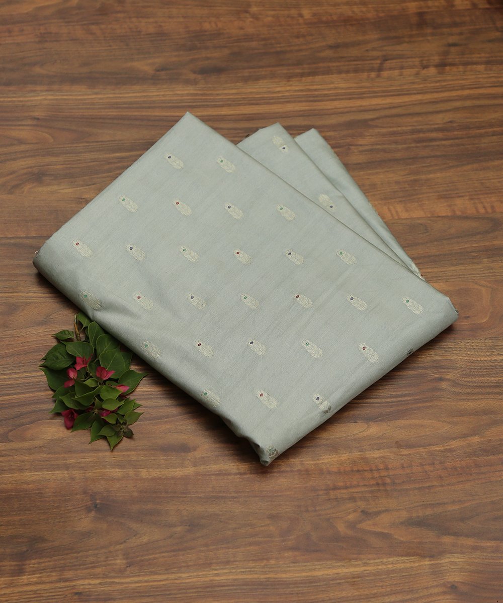 Ice_Blue_Handloom_Mulberry_Silk_Banarasi_Fabric_with_Meenakari_Booti_WeaverStory_01