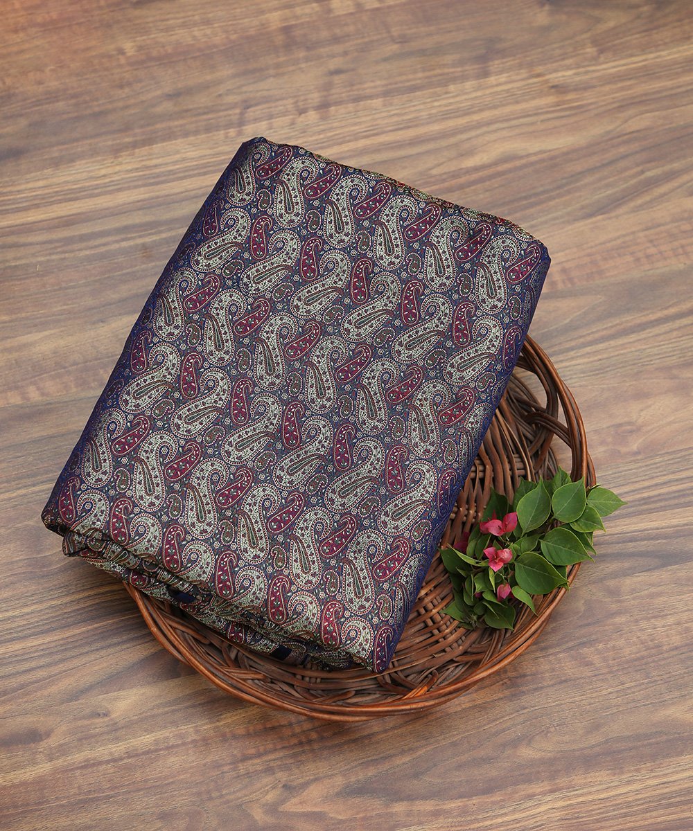 Indigo_handloom_Zari_Pure_Katan_Silk_Brocade_Banarasi_Fabric_WeaverStory_01
