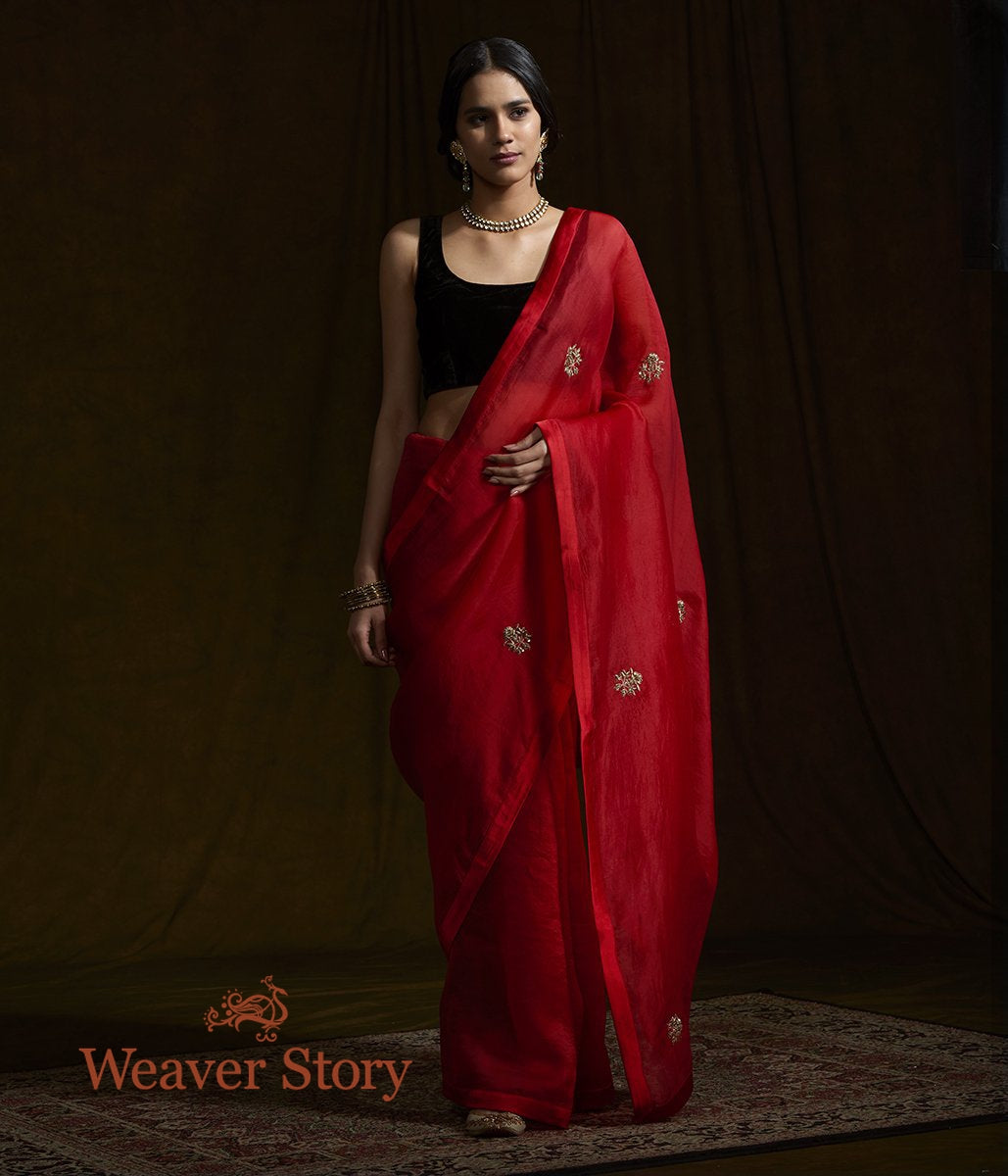 Red_Organza_Silk_Saree_with_Zardozi_Work_WeaverStory_02