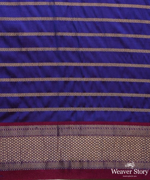 Purple_Twill_Weave_Pure_Mulberry_Silk_Saree_With_Horizontal_Zari_Lines_WeaverStory_06