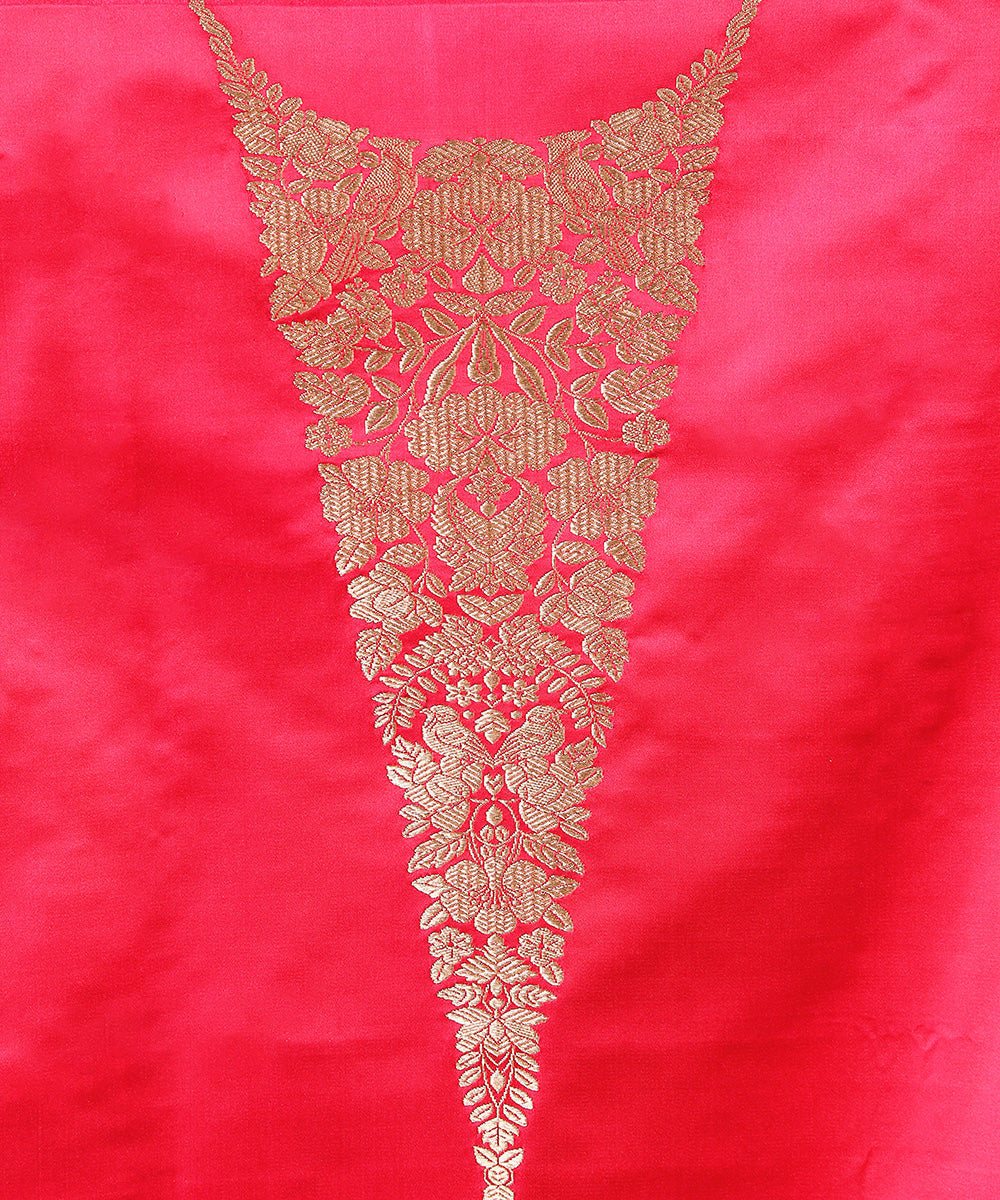 Red_Handloom_Satin_Silk_Banarasi_Kurta_Fabric_WeaverStory_02