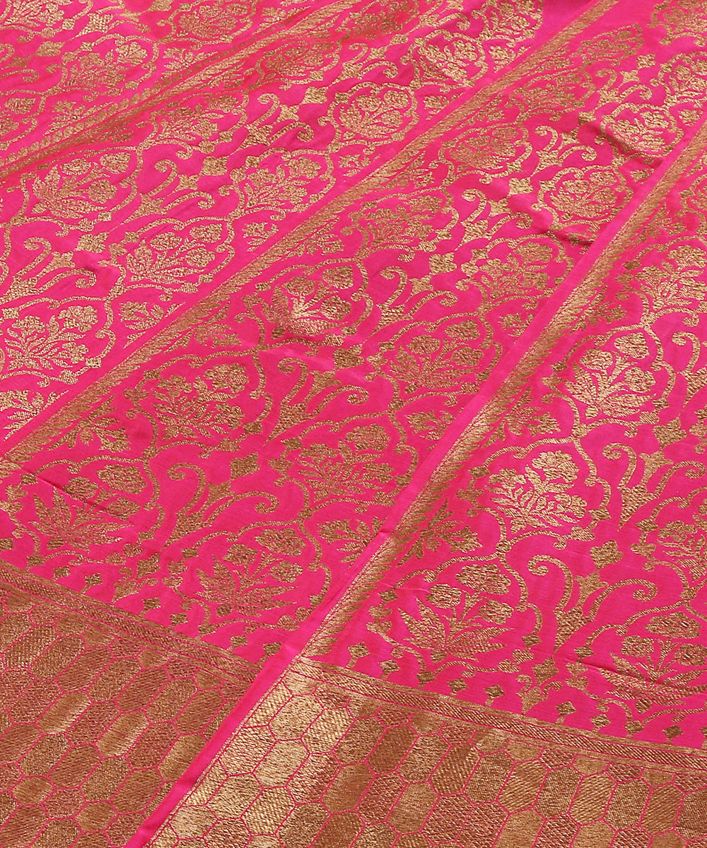 Handloom_Fuschia_Pure_Katan_Silk_Banarasi_Lehenga_With_Antique_Zari_WeaverStory_03