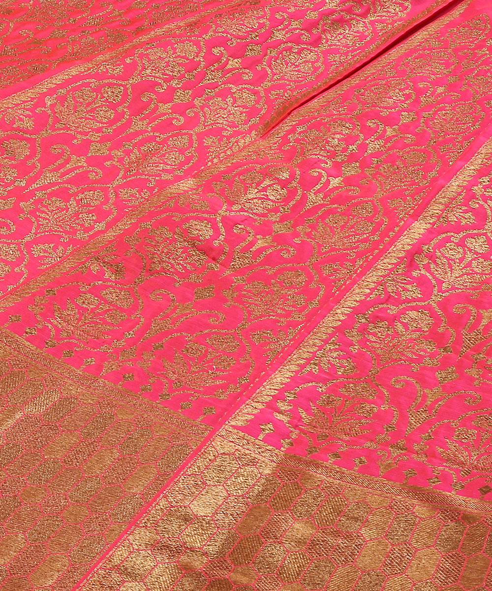 Handloom_Hot_Pink_Pure_Katan_Silk_Banarasi_Lehenga_With_Antique_Zari_WeaverStory_03