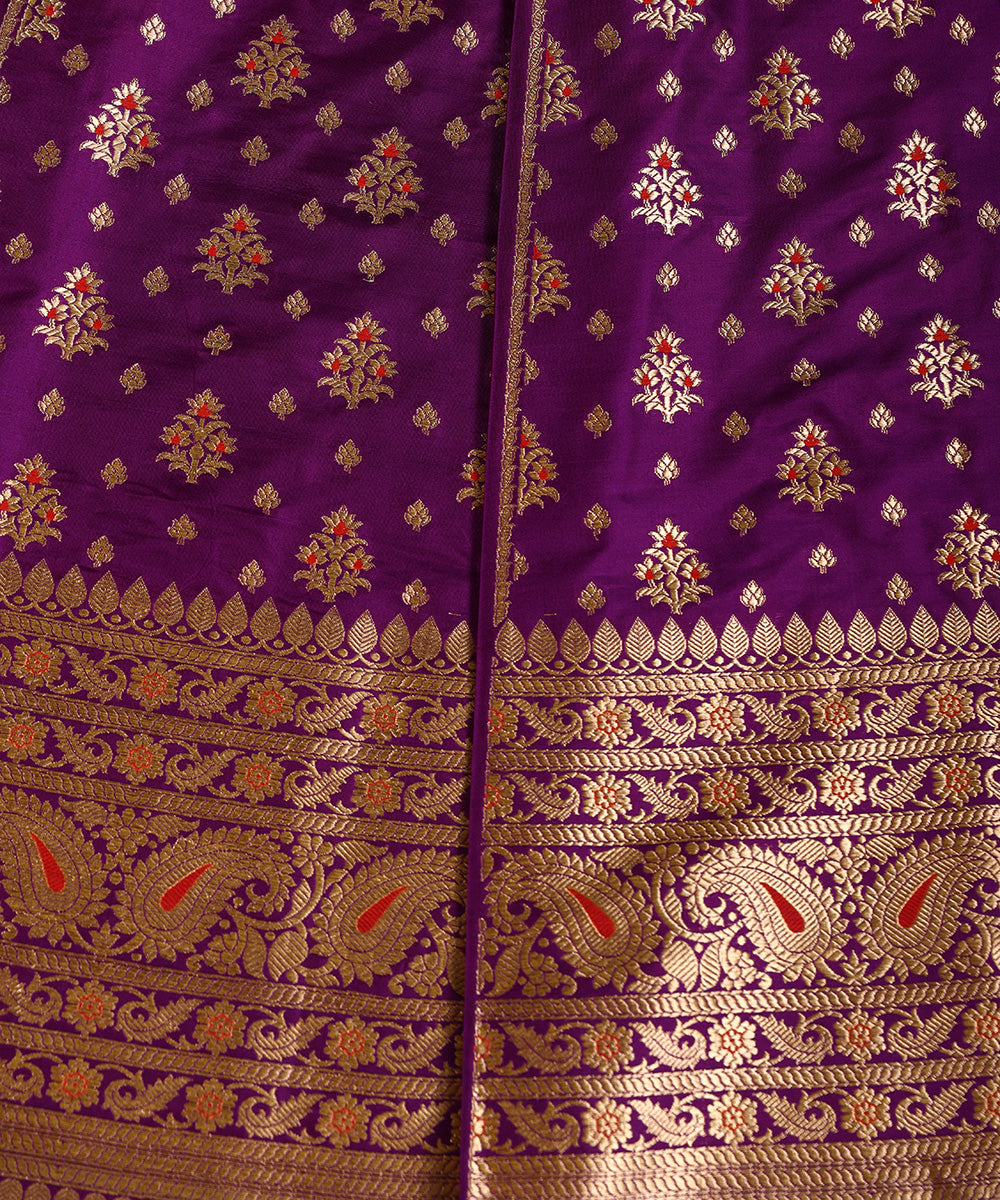 Purple_Handloom_Pure_Katan_Silk_Banarasi_Lehenga_With_Kadhwa_Meenakari_Booti_WeaverStory_04