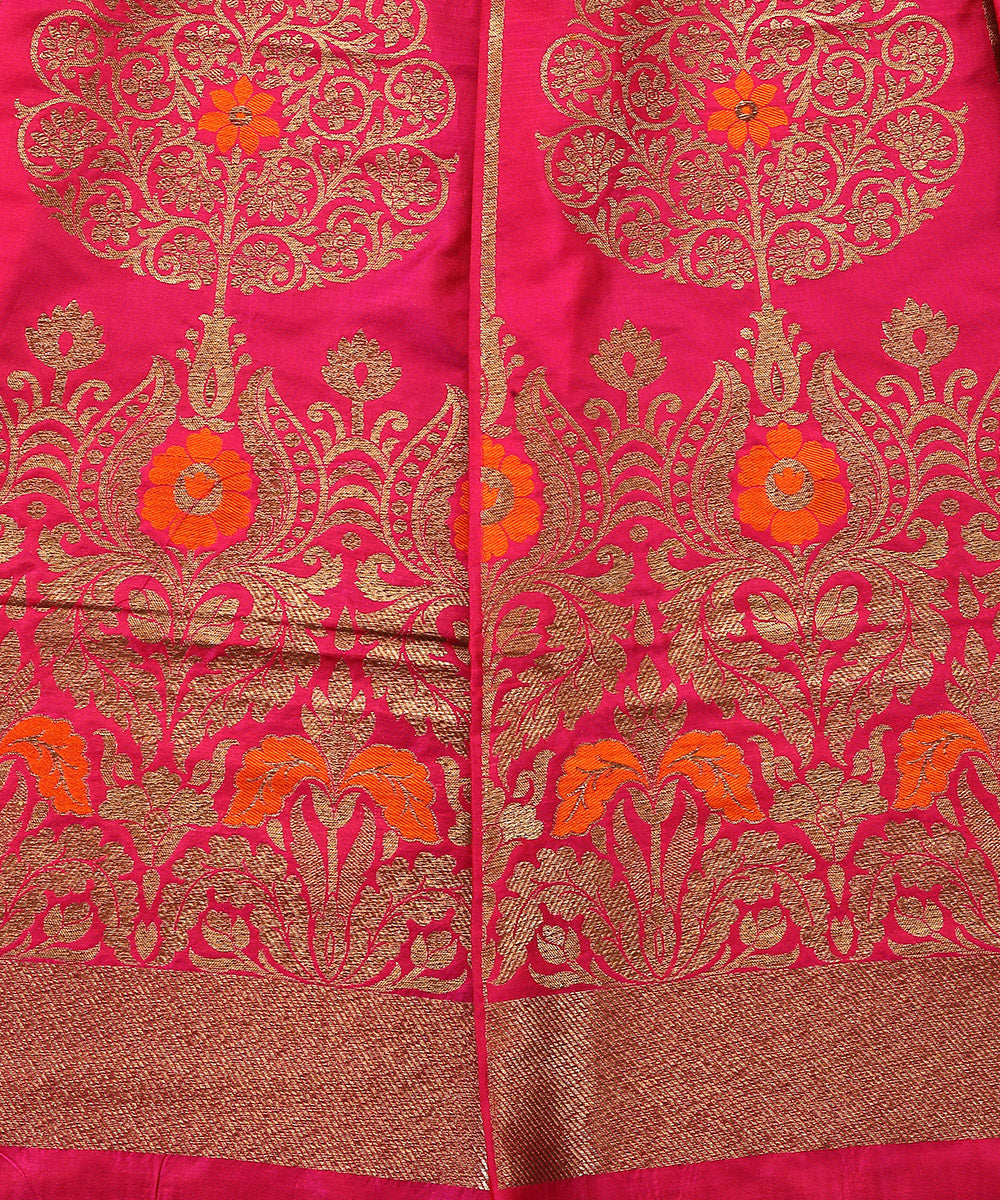 Handloom_Dark_Pink_Pure_Katan_Silk_Banarasi_Lehenga_With_Antique_Zari_And_Meenakari_WeaverStory_04