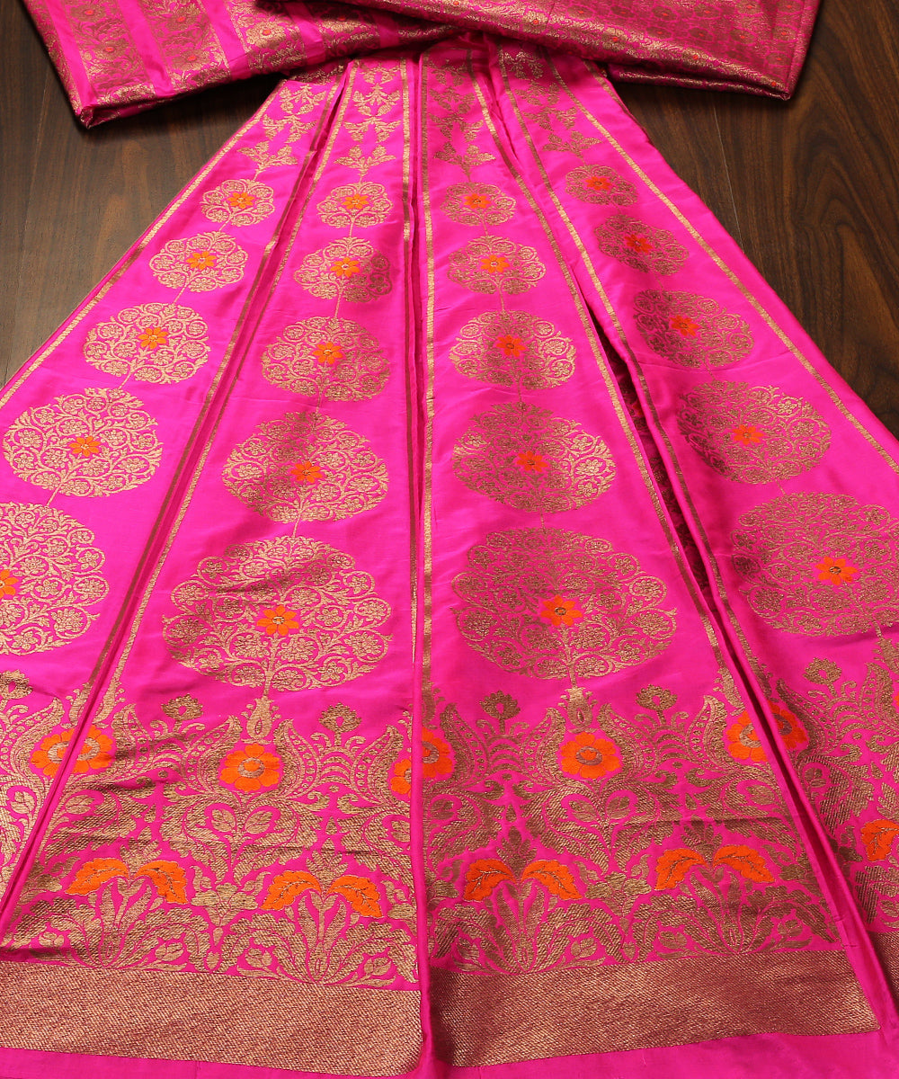 Hot_Pink_Handloom_Pure_Katan_Silk_Banarasi_Lehenga_With_Antique_Zari_And_Meenakari_WeaverStory_02