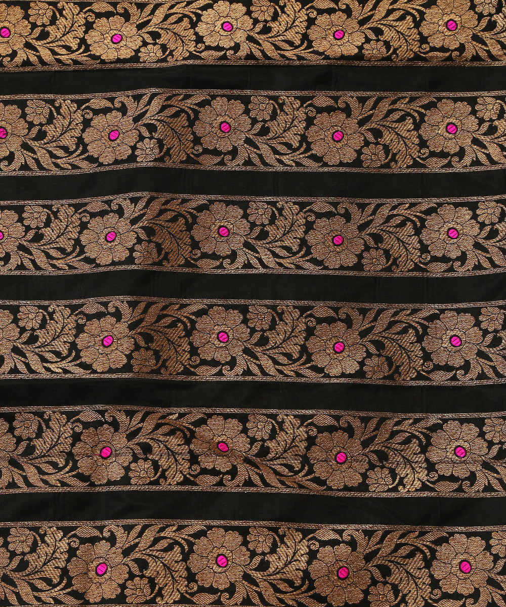 Black_Handloom_Pure_Katan_Silk_Banarasi_Lehenga_With_Antique_Zari_And_Meenakari_WeaverStory_05