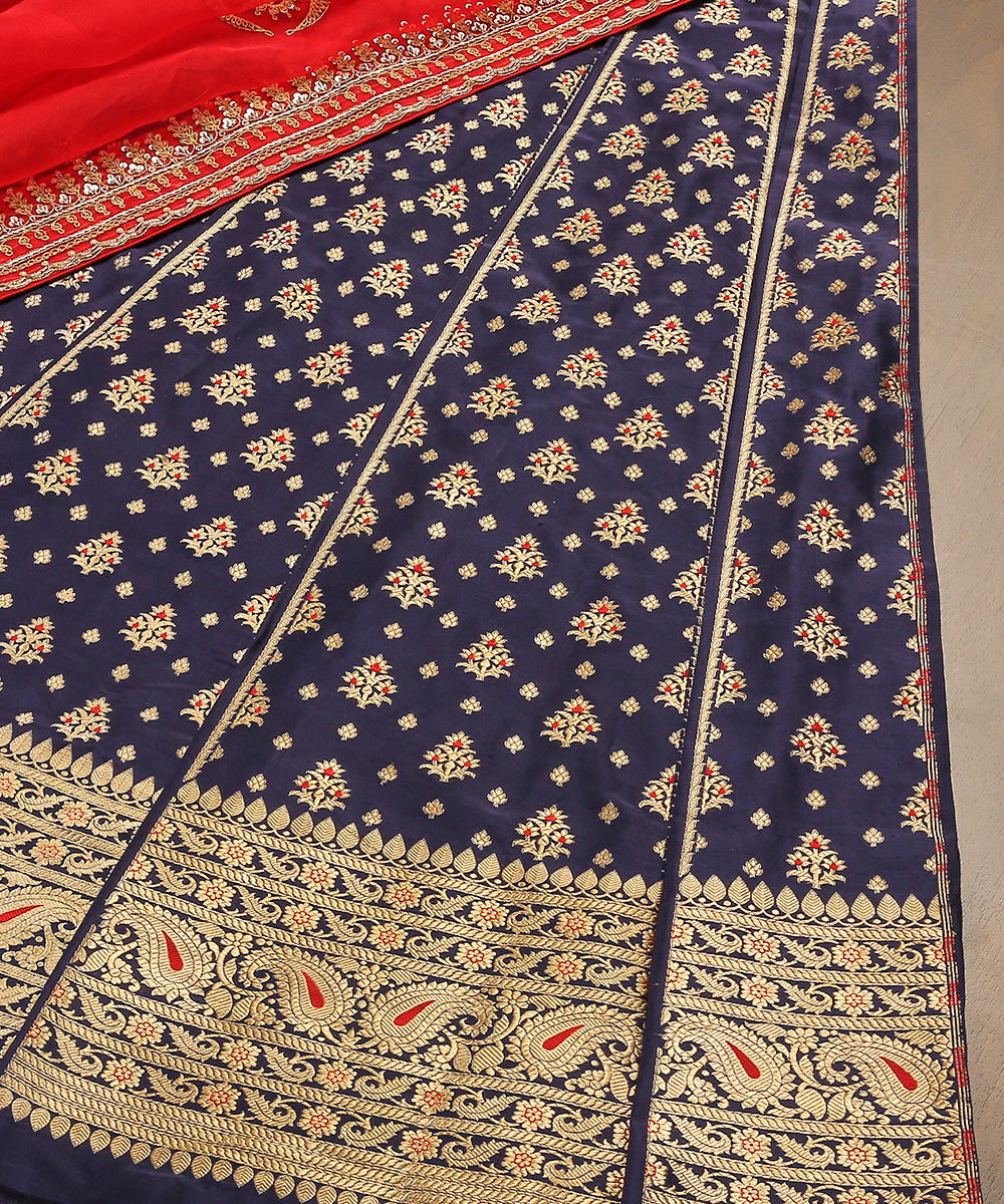 Blue_Handloom_Pure_Katan_Silk_Banarasi_Lehenga_With_Red_Meenakari_WeaverStory_01