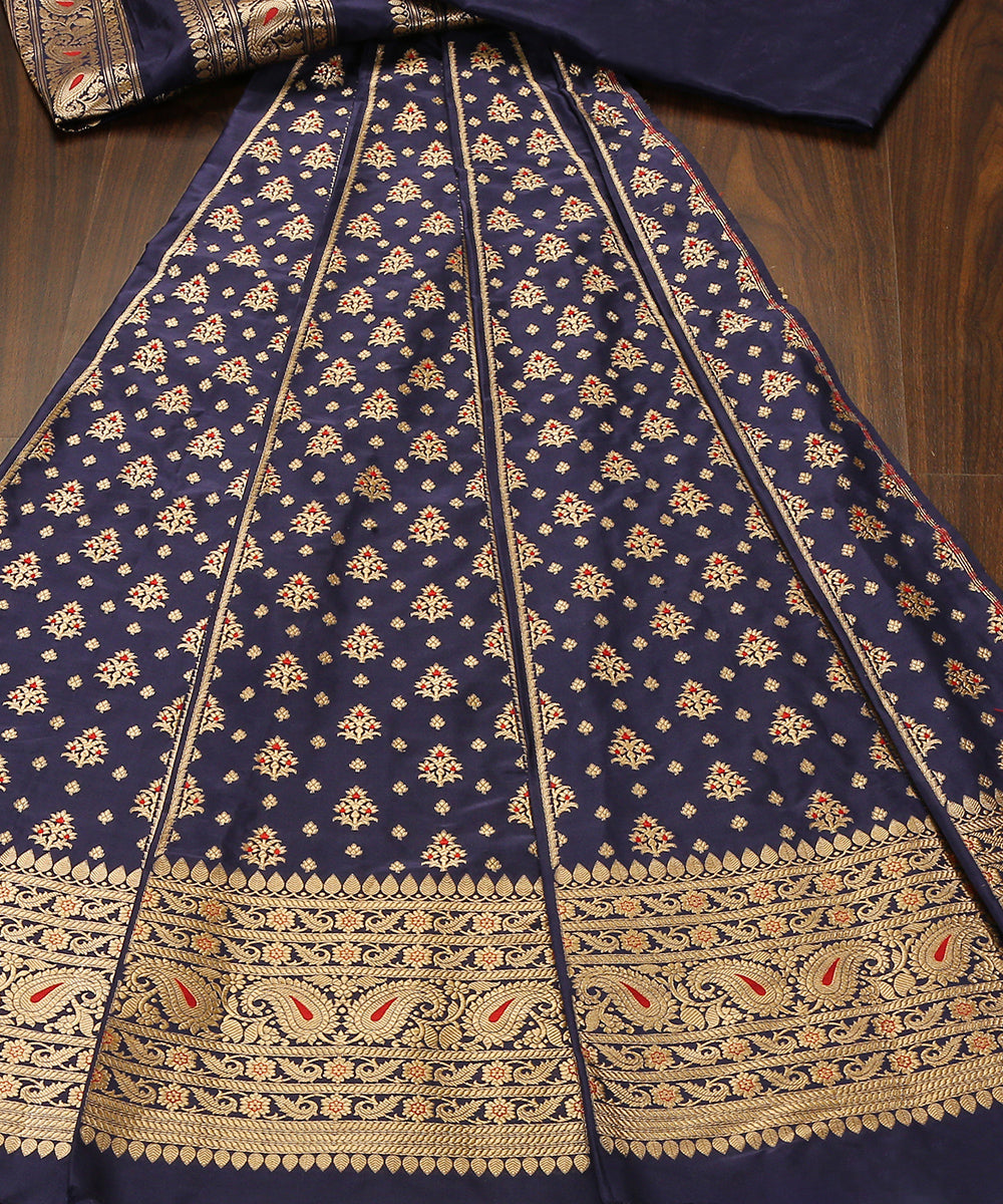 Blue_Handloom_Pure_Katan_Silk_Banarasi_Lehenga_With_Red_Meenakari_WeaverStory_02