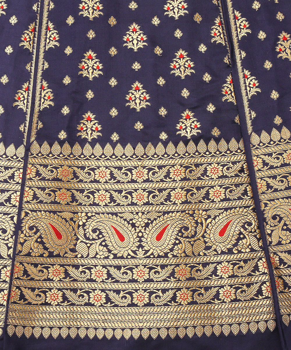 Blue_Handloom_Pure_Katan_Silk_Banarasi_Lehenga_With_Red_Meenakari_WeaverStory_04
