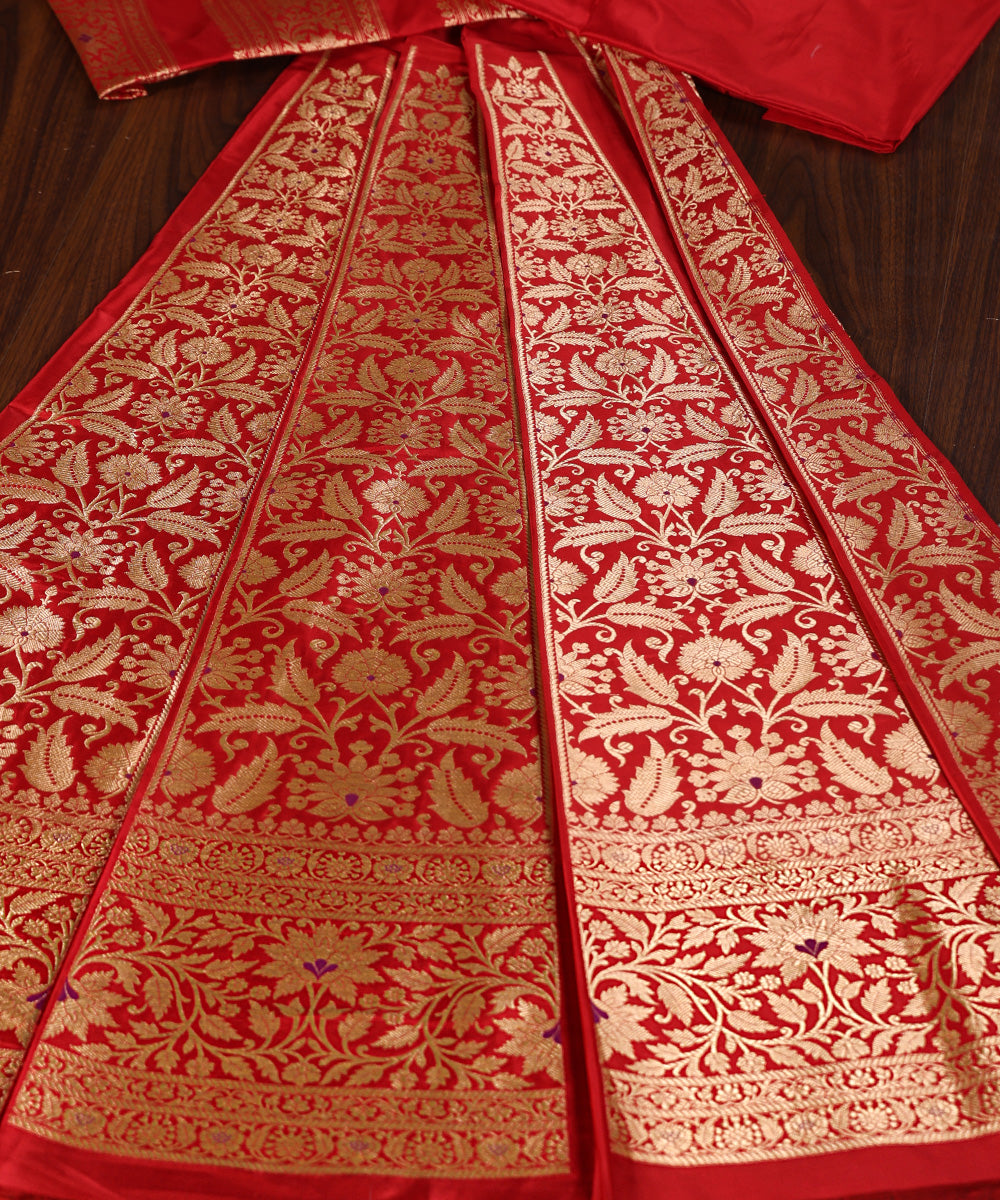 Red_Handloom_Pure_Katan_Silk_Brocade_Banarasi_Lehenga_With_Meenakari_WeaverStory_02