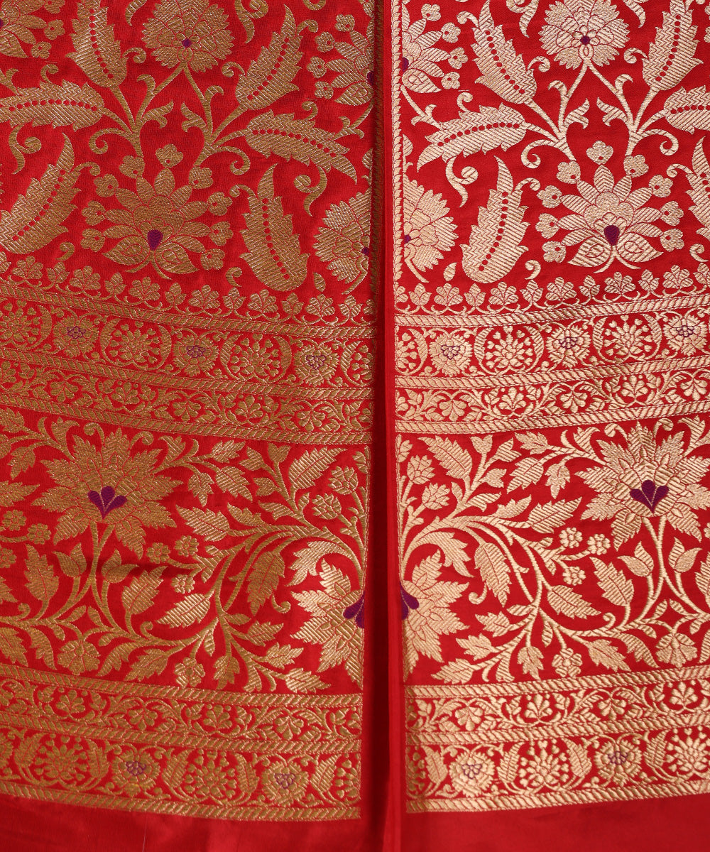 Red_Handloom_Pure_Katan_Silk_Brocade_Banarasi_Lehenga_With_Meenakari_WeaverStory_03