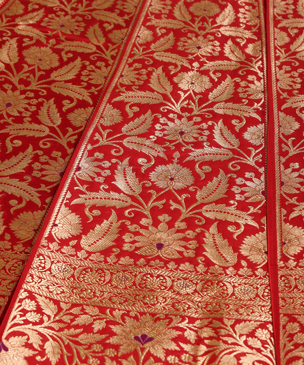 Red_Handloom_Pure_Katan_Silk_Brocade_Banarasi_Lehenga_With_Meenakari_WeaverStory_04