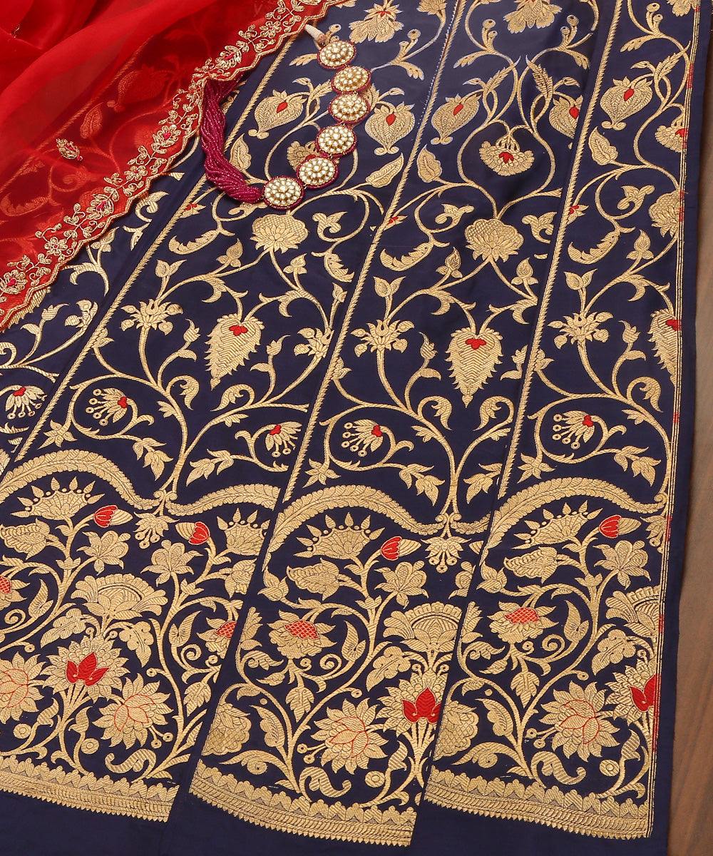 Dark_Blue_Handloom_Pure_Katan_Silk_Brocade_Banarasi_Lehenga_With_Meenakari_WeaverStory_01
