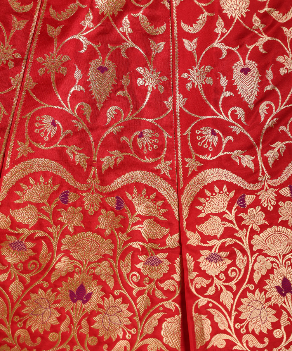 Red_Handloom_Pure_Katan_Silk_Banarasi_Lehenga_With_Meenakari_WeaverStory_03