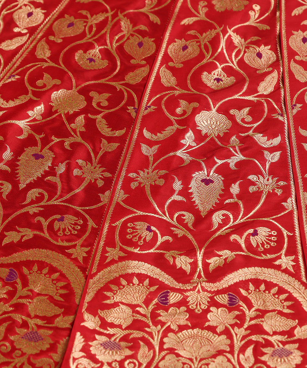 Red_Handloom_Pure_Katan_Silk_Banarasi_Lehenga_With_Meenakari_WeaverStory_04