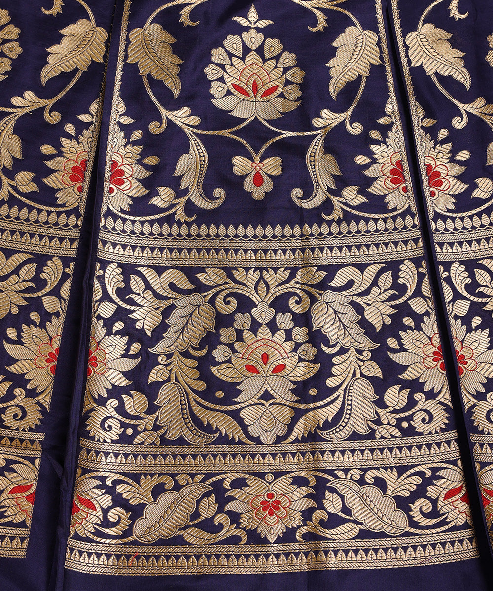 Handloom_Navy_Blue_Pure_Katan_Silk_Banarasi_Lehenga_With_Meenakari_WeaverStory_03