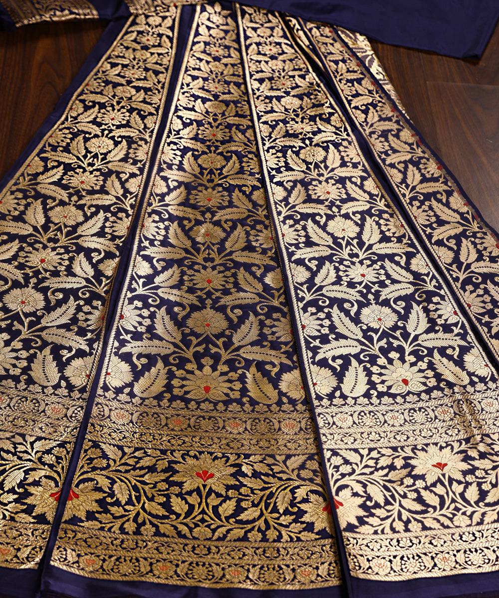 Handloom_Navy_Blue_Pure_Katan_Silk_Brocade_Bahaar_Banarasi_Lehenga_With_Meenakari_WeaverStory_02