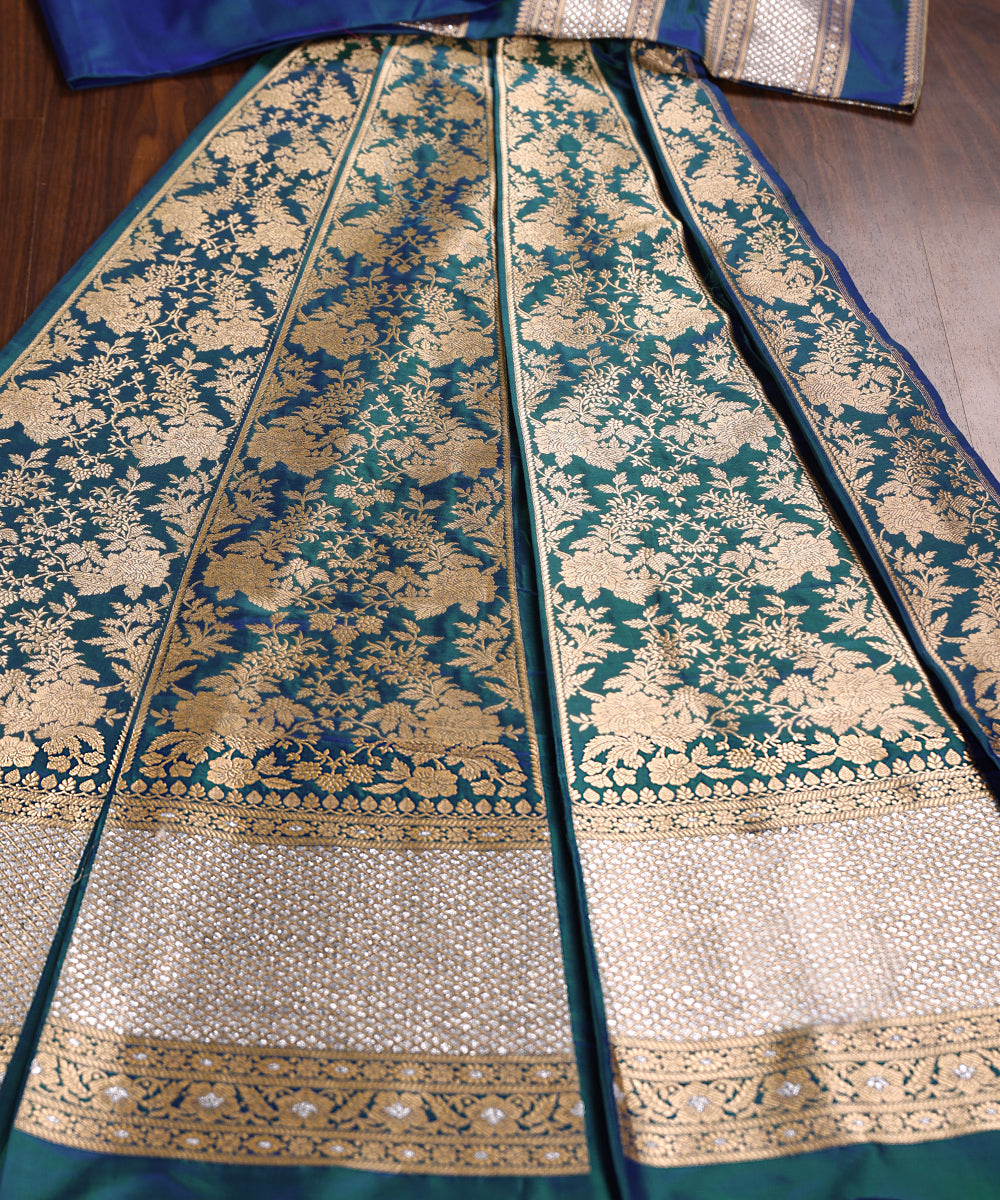 Handloom_Peacock_Green_Pure_Katan_Silk_Firdaus_Banarasi_Lehenga_With_Kadhwa_Meenakari_WeaverStory_02