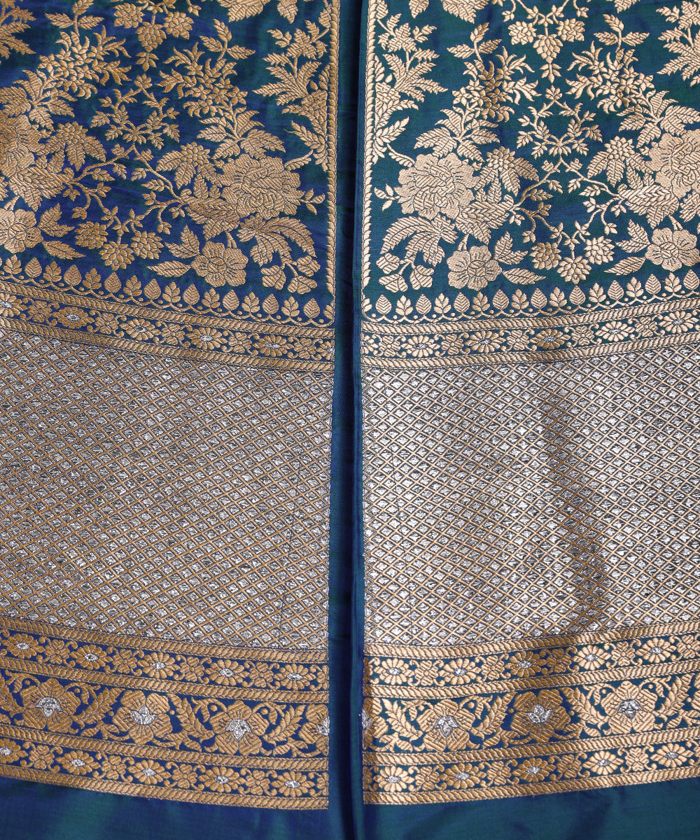 Handloom_Peacock_Green_Pure_Katan_Silk_Firdaus_Banarasi_Lehenga_With_Kadhwa_Meenakari_WeaverStory_03