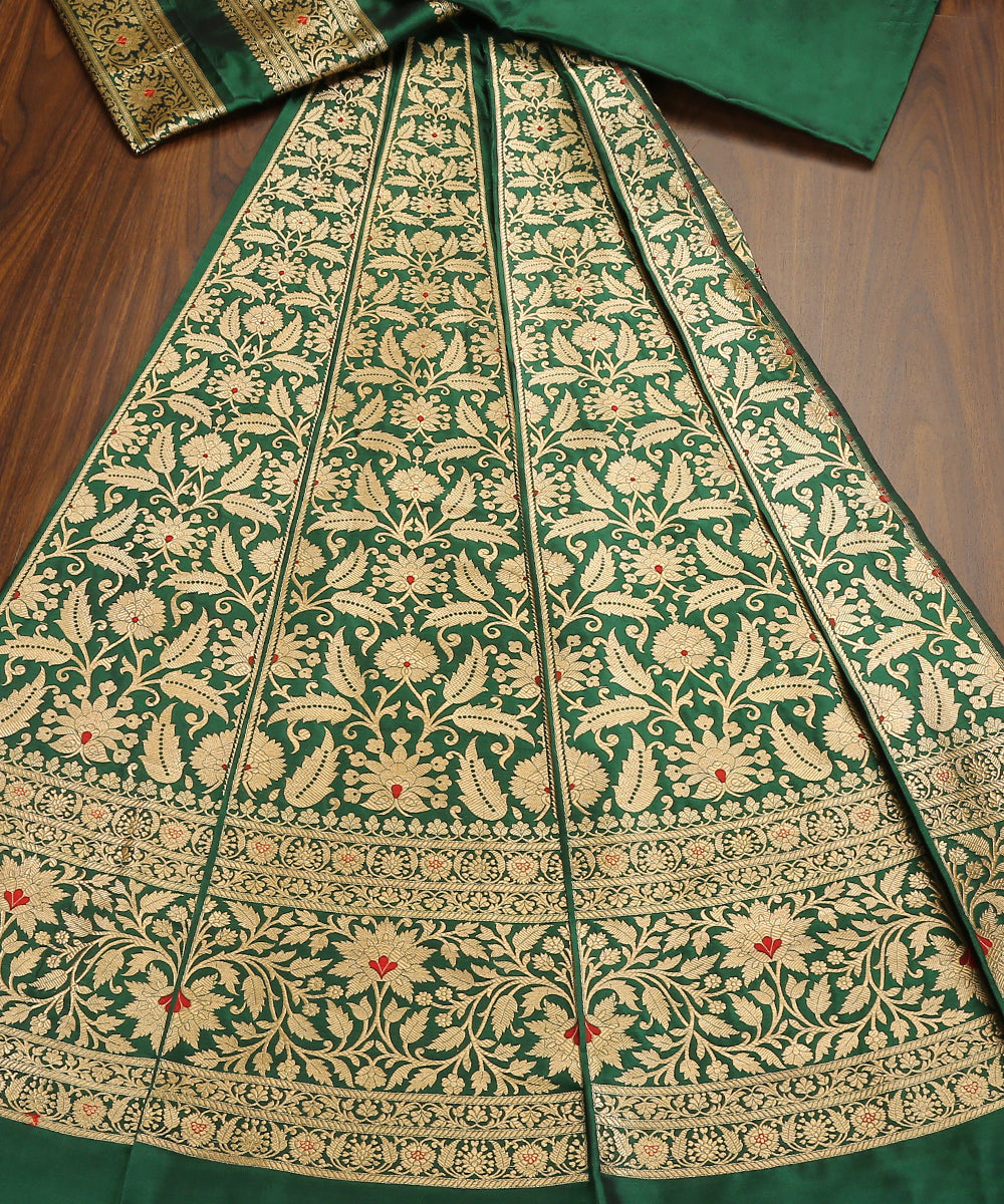 Green_Handloom_Pure_Katan_Silk_Bahaar_Banarasi_Lehenga_With_Kadhwa_Meenakari_WeaverStory_02