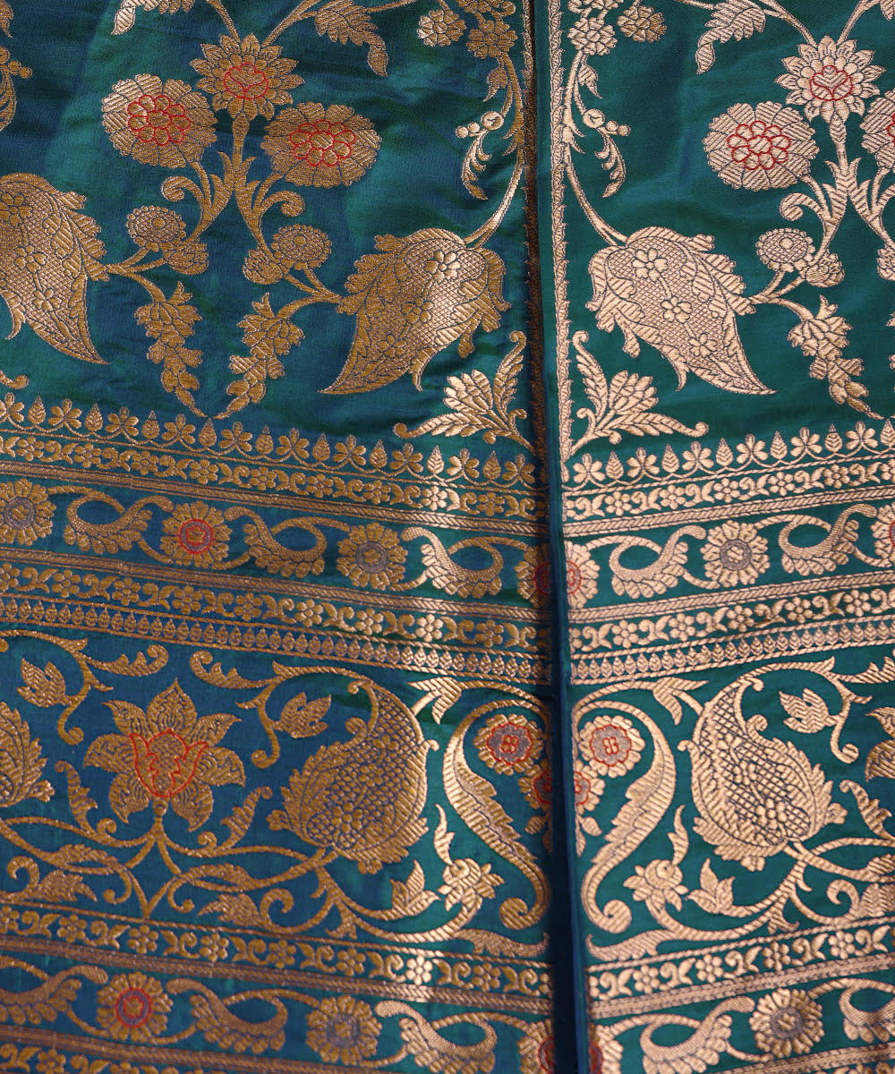 Handloom_Peacock_Green_Pure_Katan_Silk_Gul_Banarasi_Lehenga_With_Kadhwa_Meenakari_WeaverStory_04