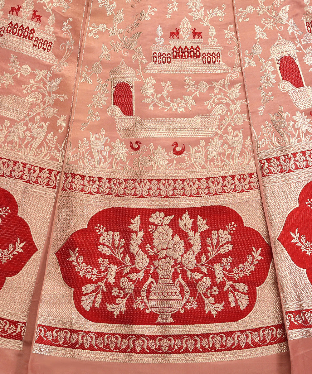 Handloom_Dust_Peach_Satin_Silk_Banarasi_Lehenga_With_Gold_Zari_Jaal_Work_And_Meenakari_WeaverStory_03