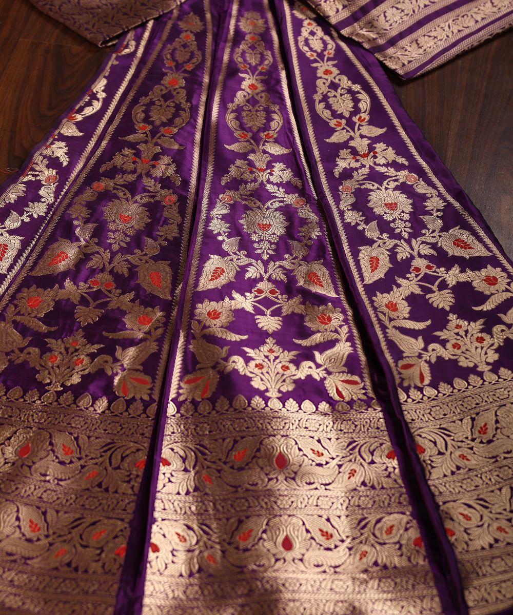 Handloom_Purple_Pure_Katan_Silk_Kimkhab_Banarasi_Lehenga_With_Kadhwa_Meenakari_WeaverStory_04
