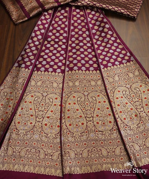 Handloom_Purple_Pure_Katan_Silk_Banarasi_Lehenga_With_Kadhwa_Booti_WeaverStory_02