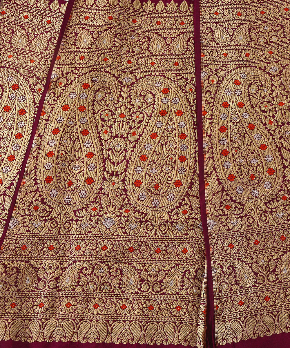 Handloom_Purple_Pure_Katan_Silk_Mehraab_Banarasi_Lehenga_With_Kadhwa_Booti_And_Meena_WeaverStory_04