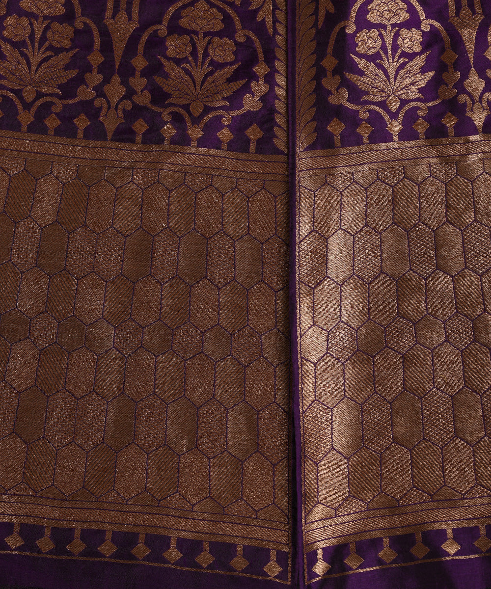 Purple_Handloom_Pure_Katan_Silk_Banarasi_Lehenga_With_Antique_Zari_WeaverStory_03